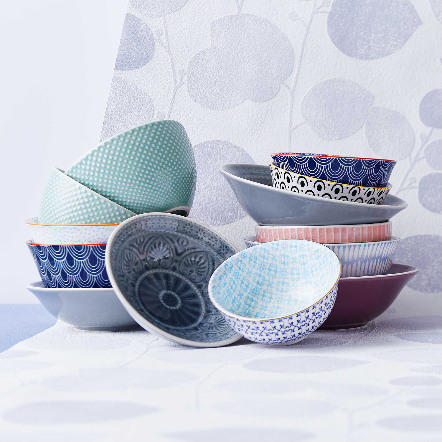 ORNAMENTS bol 520 ml, albastru/albastru deschis