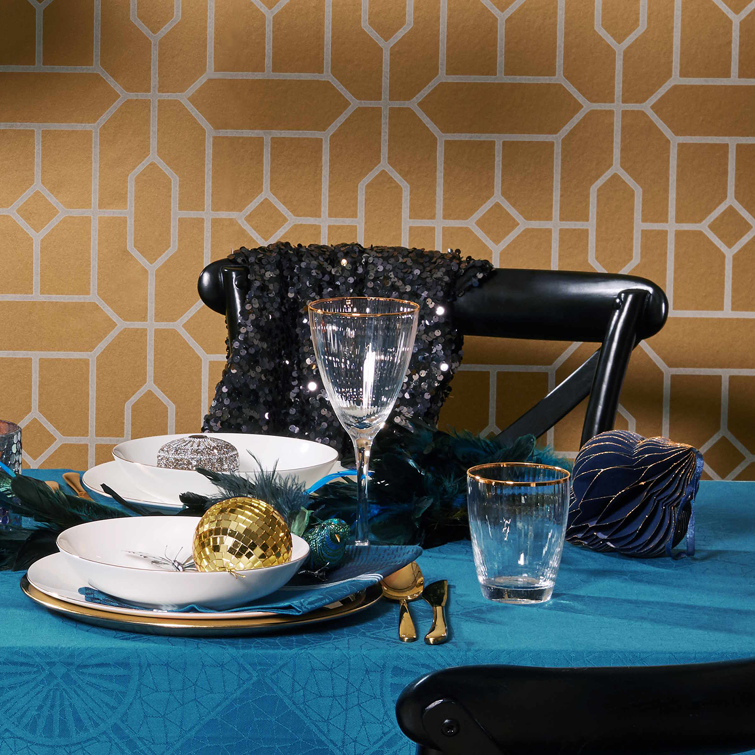 GOLDEN TWENTIES pahar tumbler margine aurie