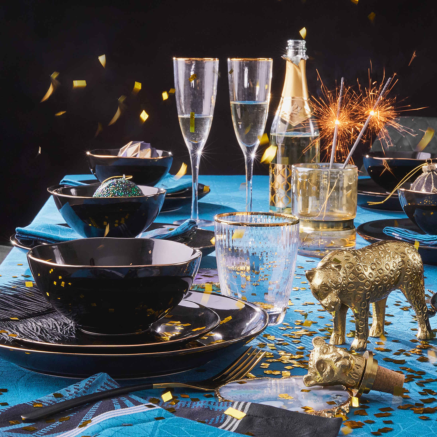 GOLDEN TWENTIES pahar tumbler margine aurie