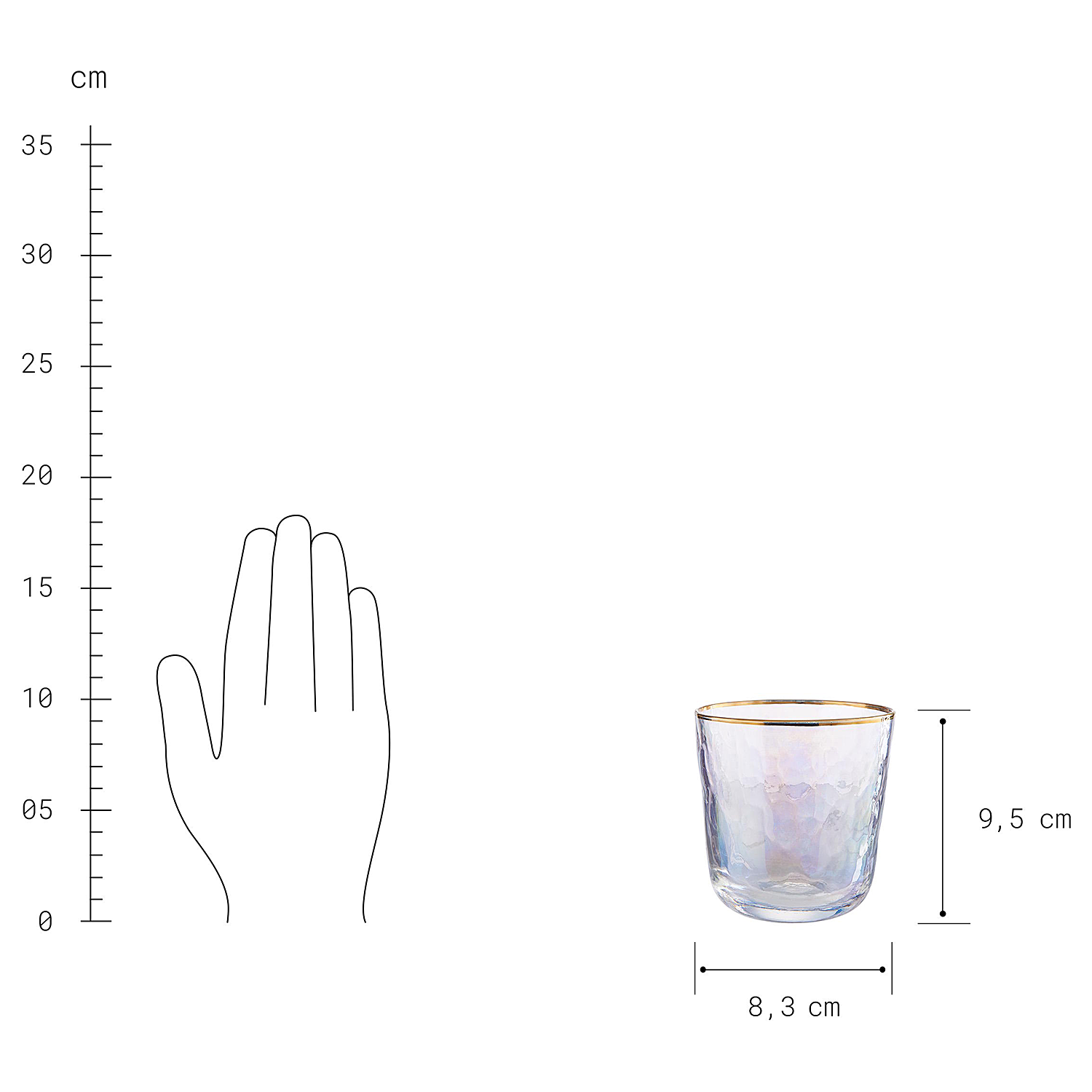 SMERALDA pahar cu margine aurie 280ml