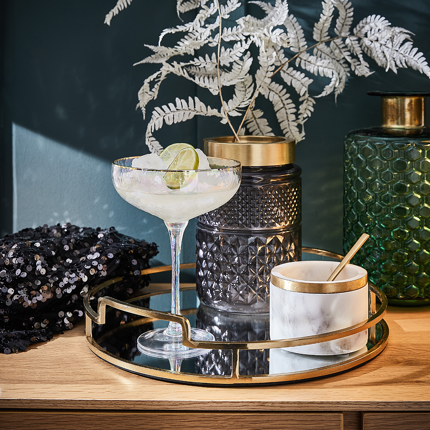 SMERALDA cupa pentru sampanie cu margine aurie