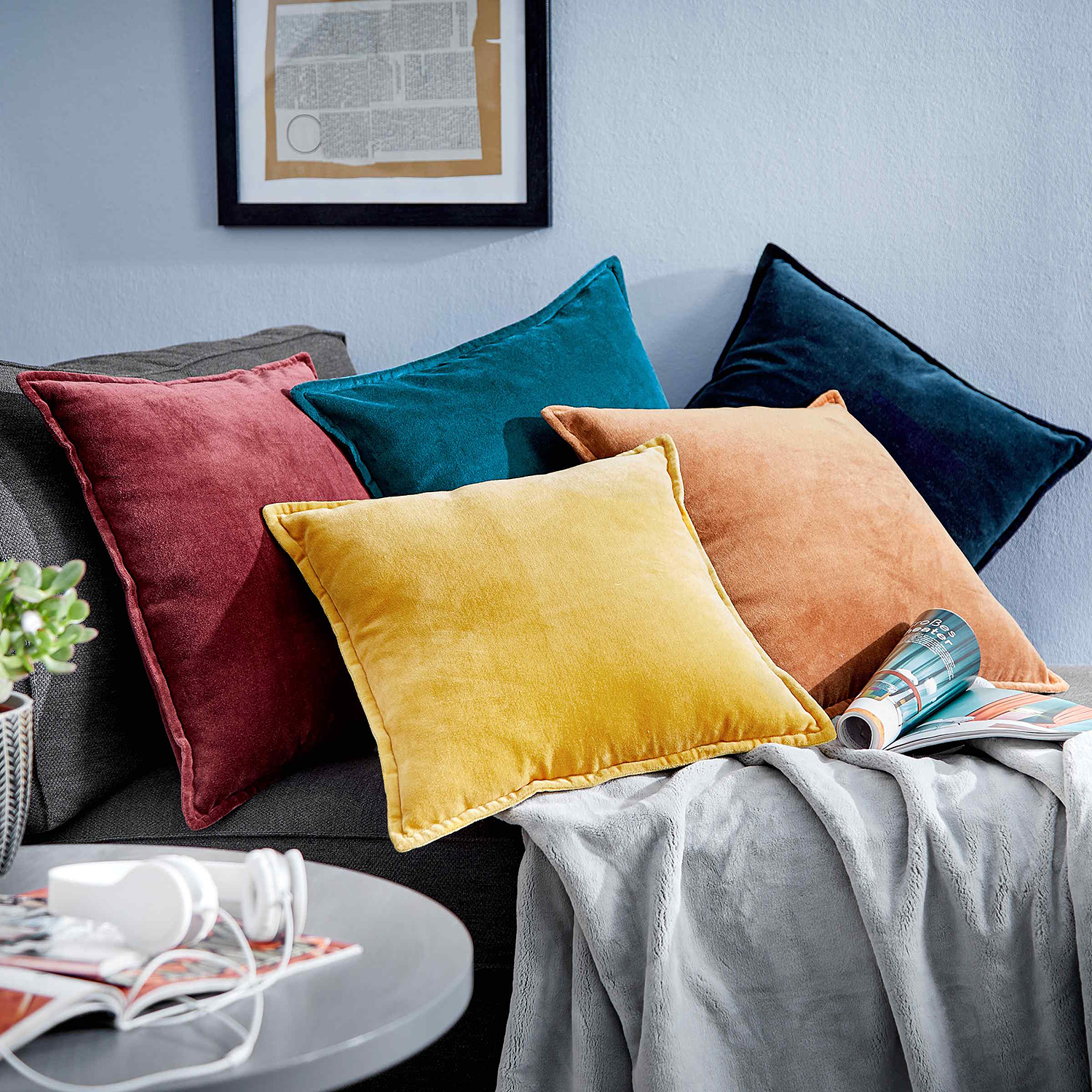 COTTON VELVET perna 45x45cm, galben