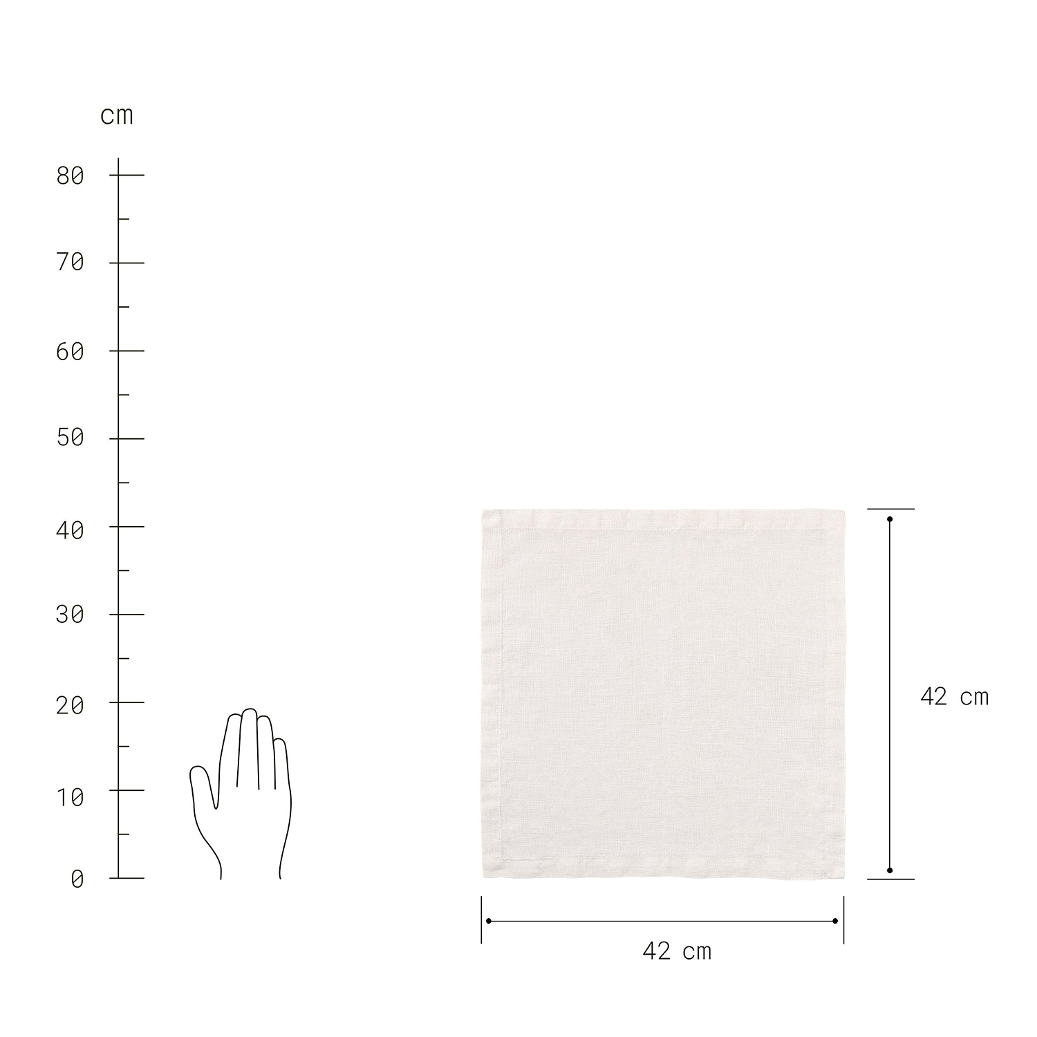 RIGA servet in 42x42 cm, alb