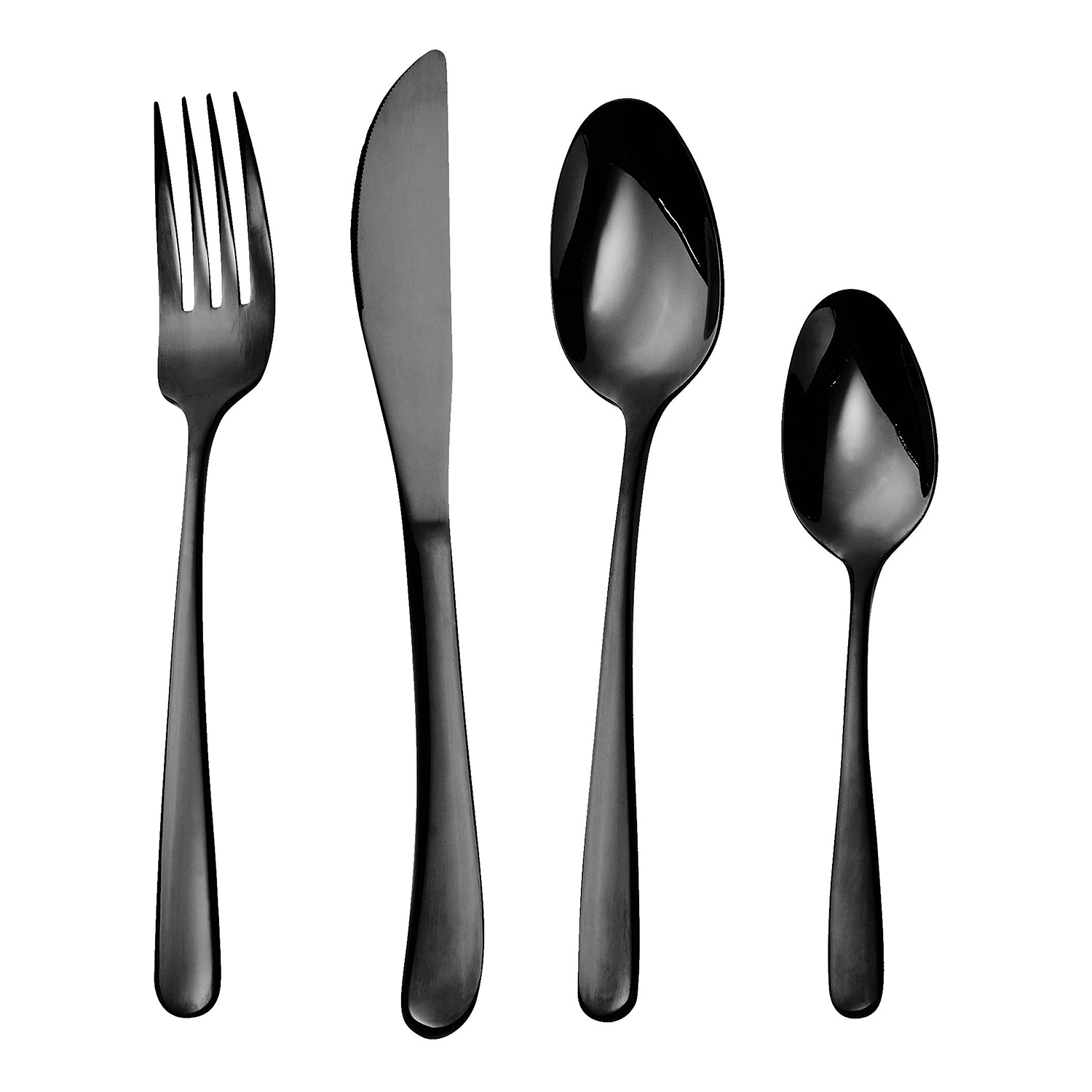 QUEENS set tacamuri 4 piese negru lucios