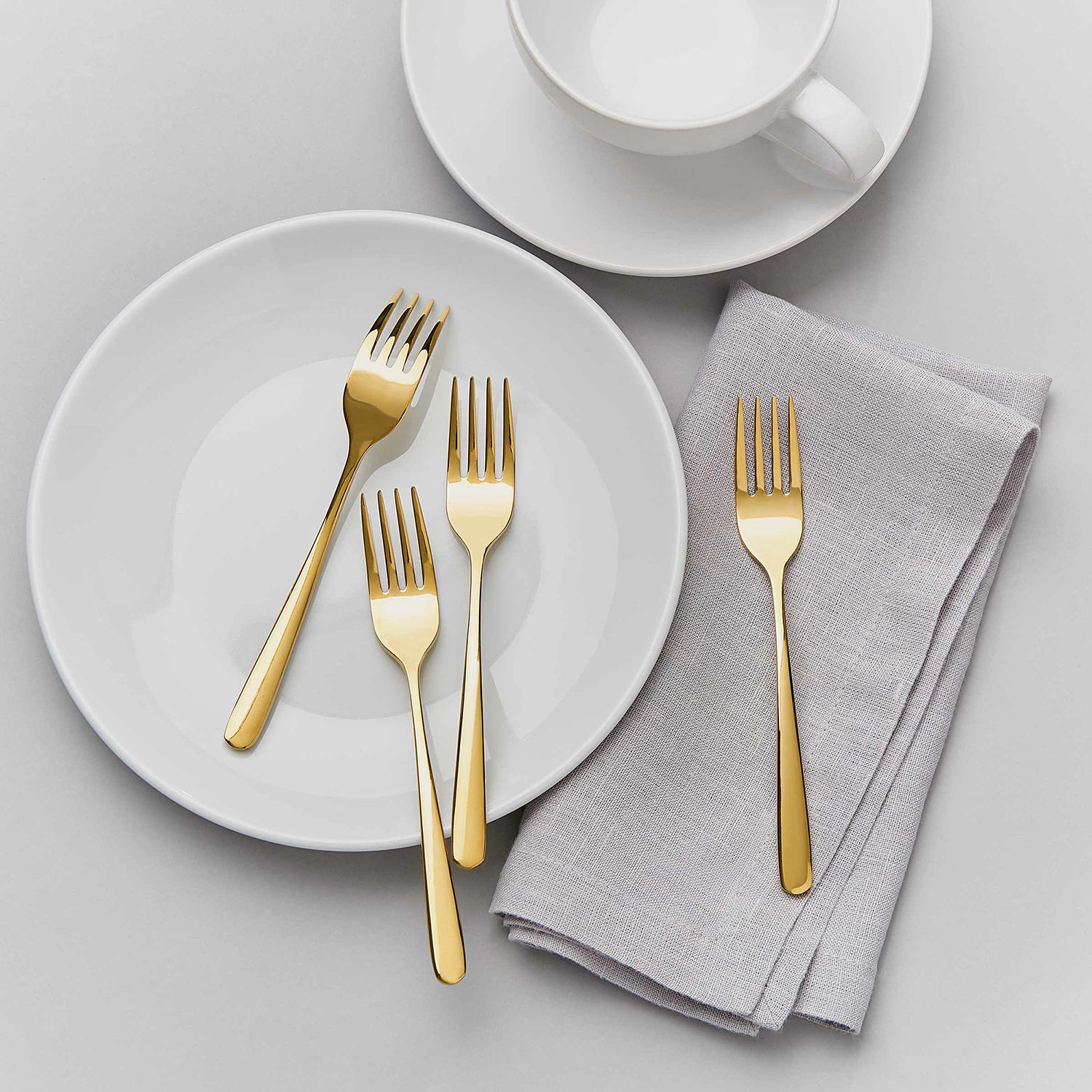 QUEENS furculita de desert aurie lucioasa set 4 piese