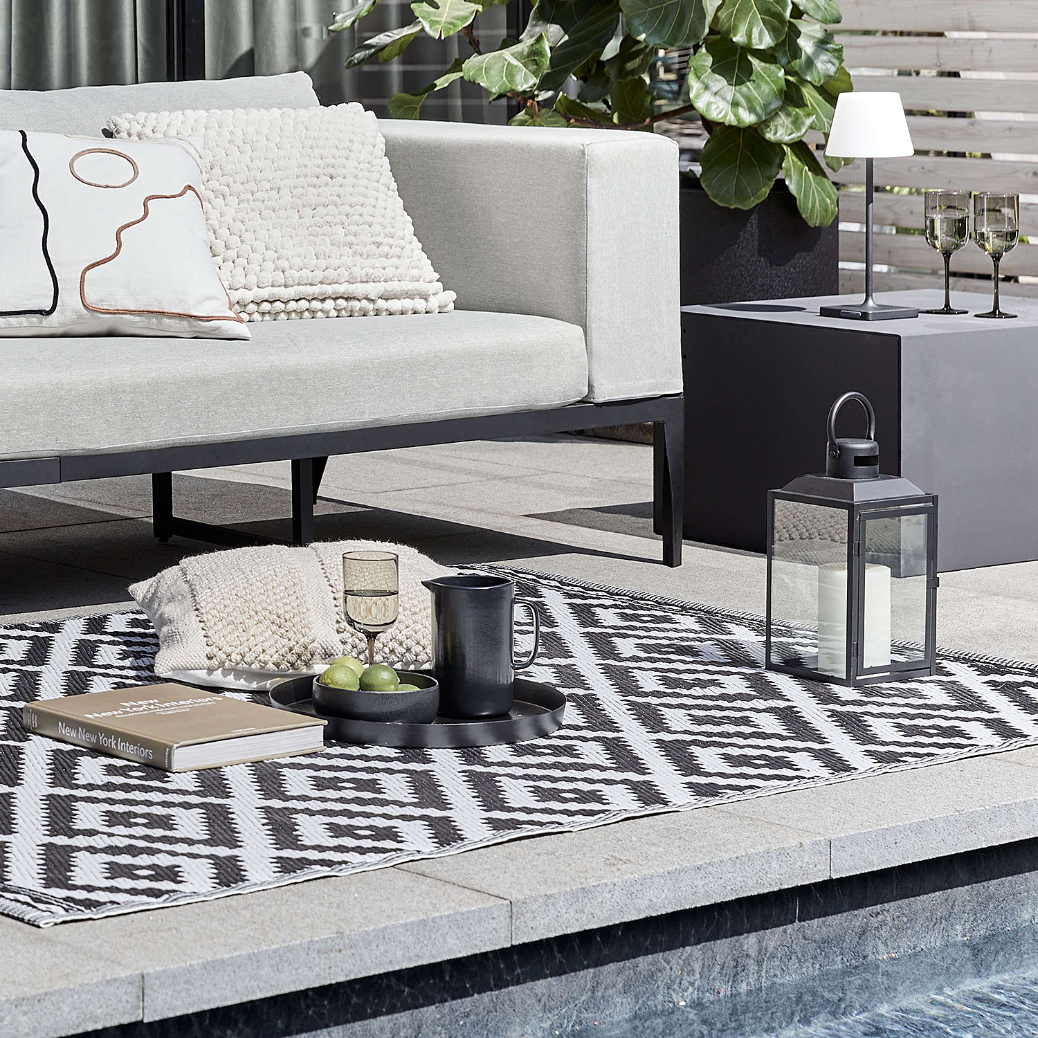 COLOUR CLASH covor Ethno romb albastru 180x120