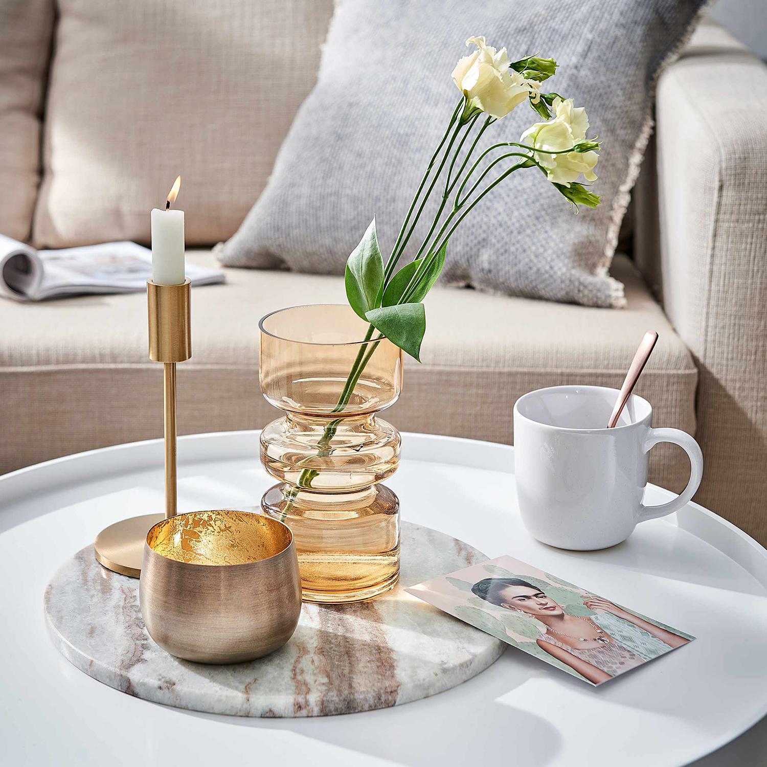 HIGHLIGHT suport pentru lumanari metalizat, auriu 19 cm