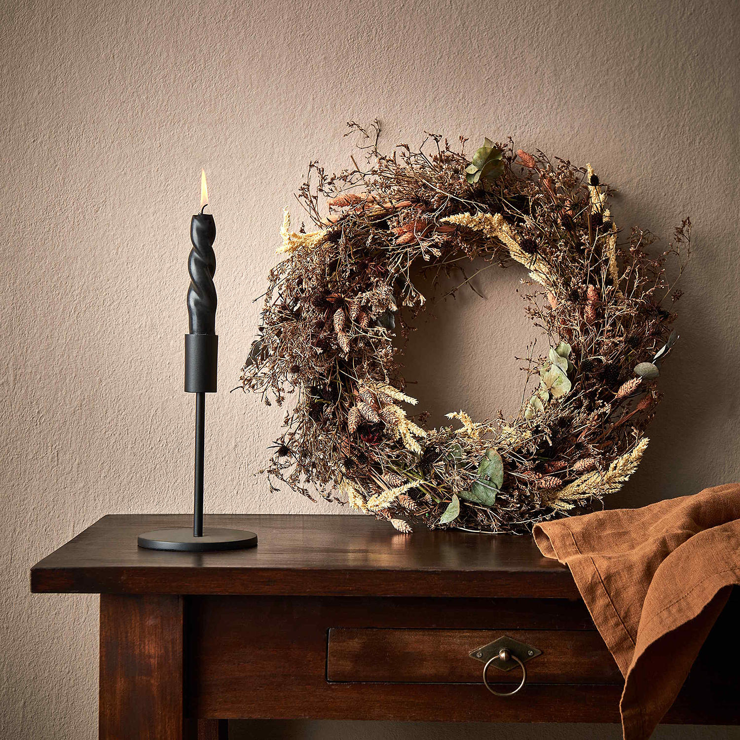 HIGHLIGHT suport pentru lumanari metalizat, negru 19 cm