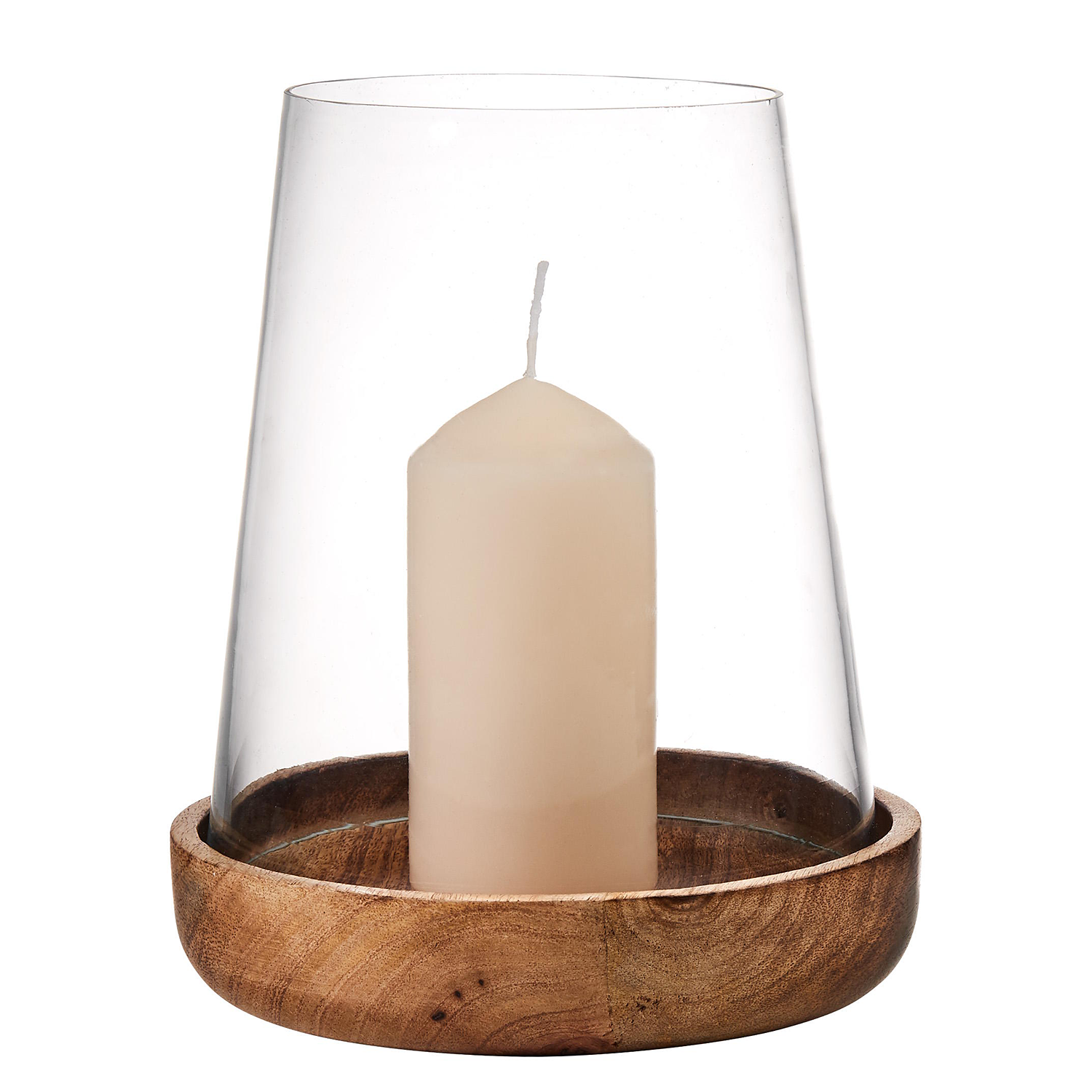 FOREST lampa tip uragan sticla/lemn 21cm