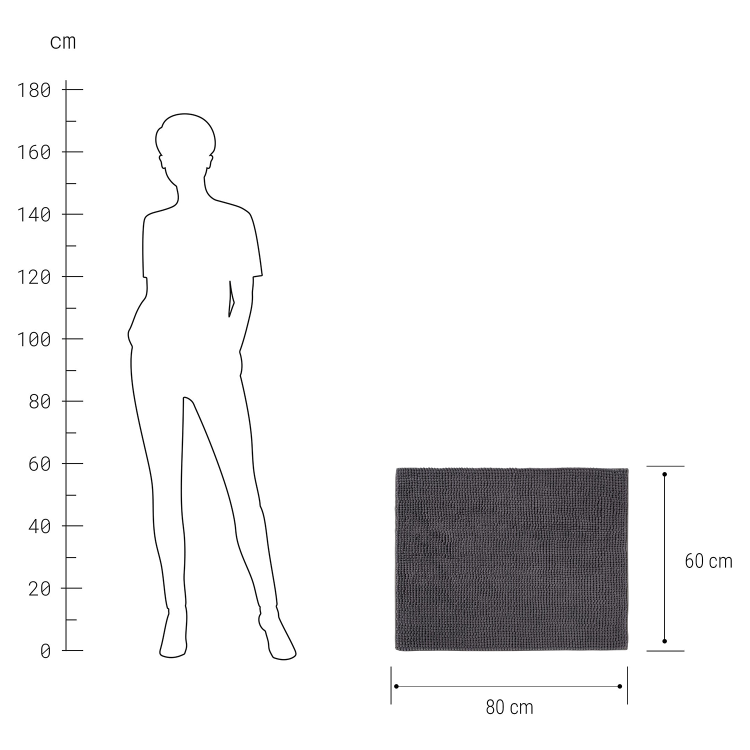 POPEYE covoras de baie 80x60cm, antracit