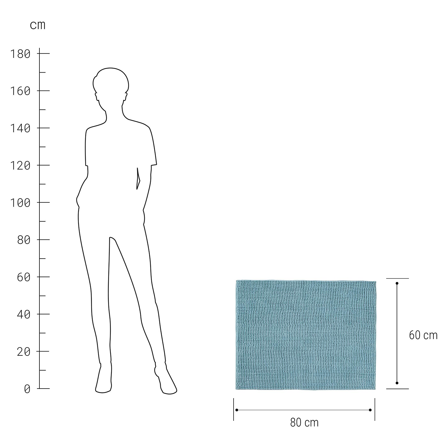 POPEYE covoras de baie 80x60cm, albastru deschis