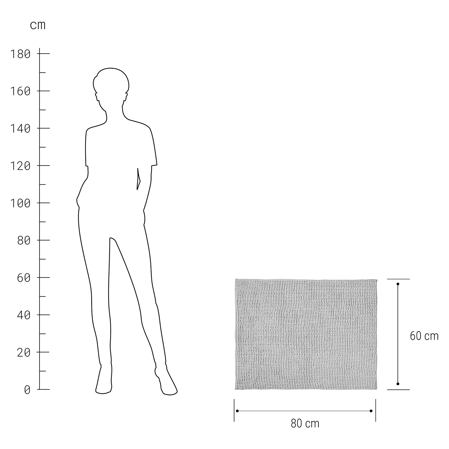 POPEYE covoras de baie 80x60cm, gri deschis