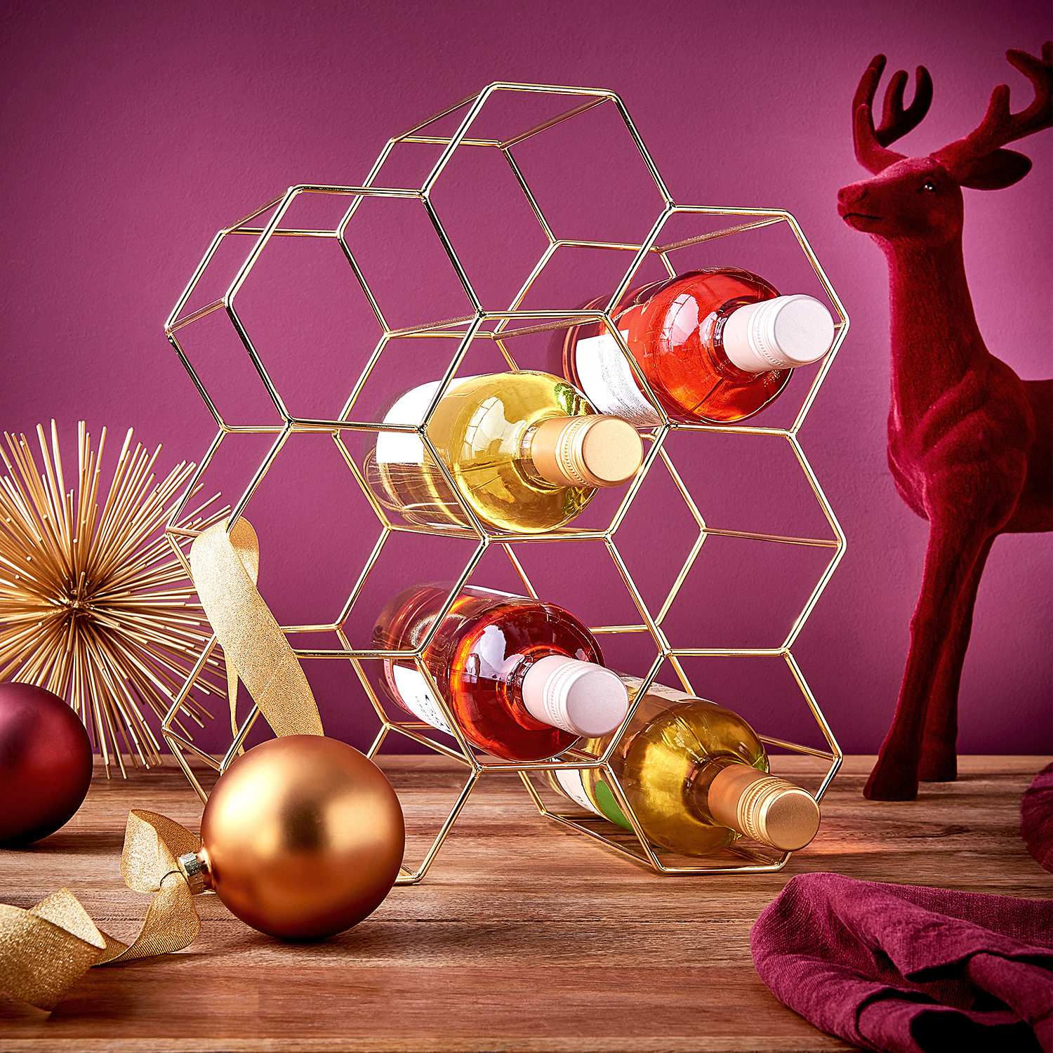 CUBICLE suport pentru vin 9 sticle, auriu