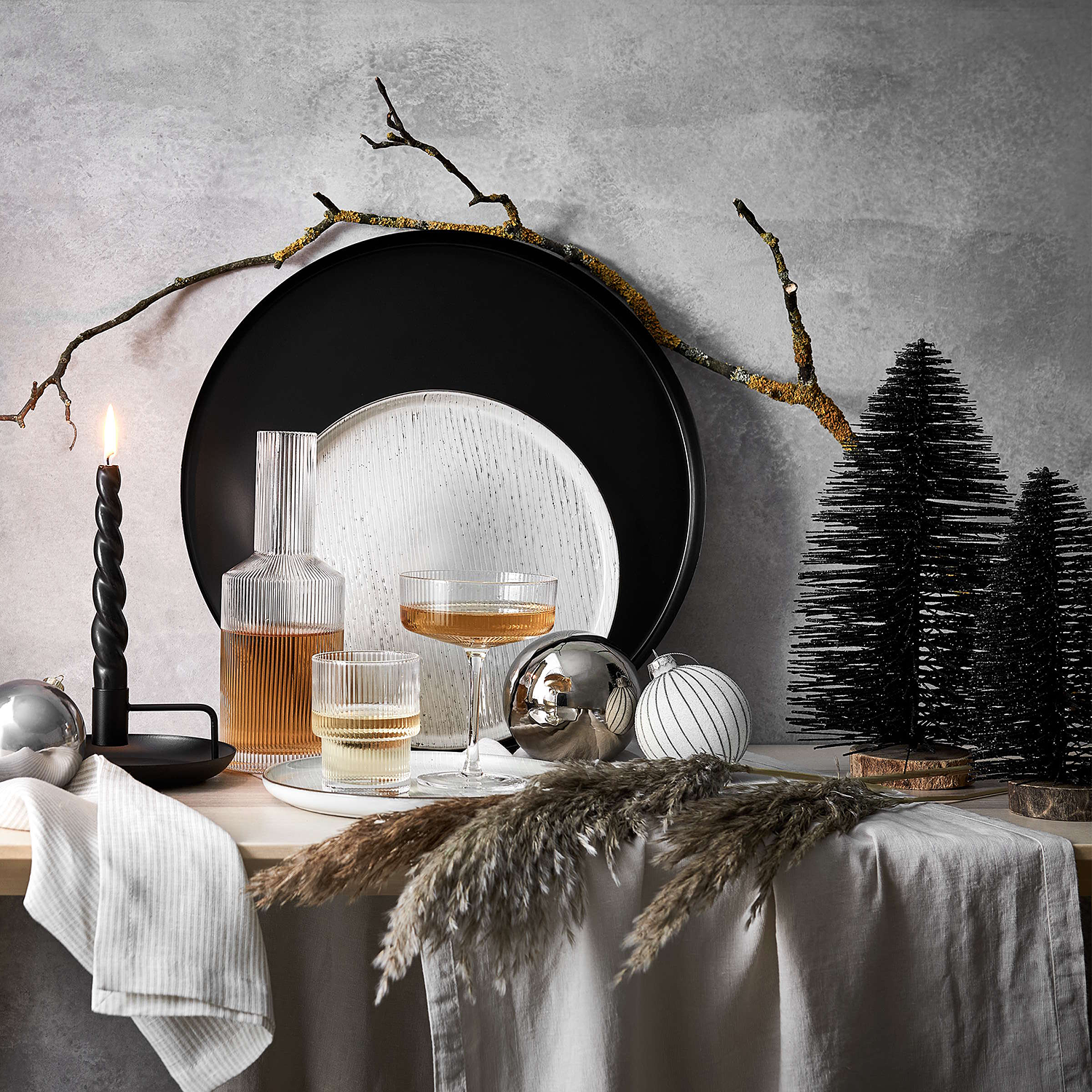 X-MAS brad de Craciun sclipitor 22 cm, negru