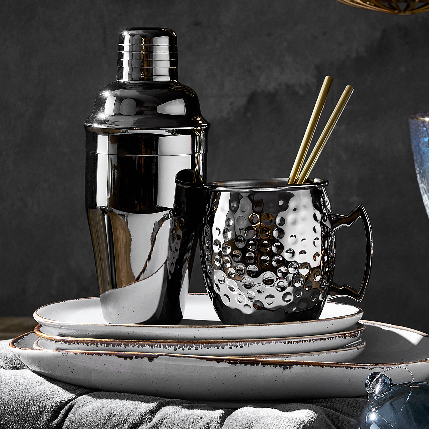 MANHATTAN shaker cocktail inox, negru