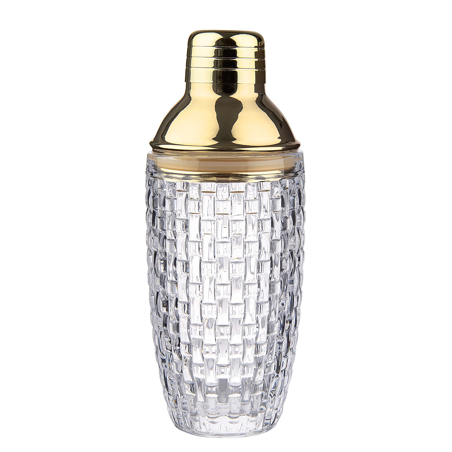 BAR NOBLE shaker pentru cocktail din sticla cu capac auriu