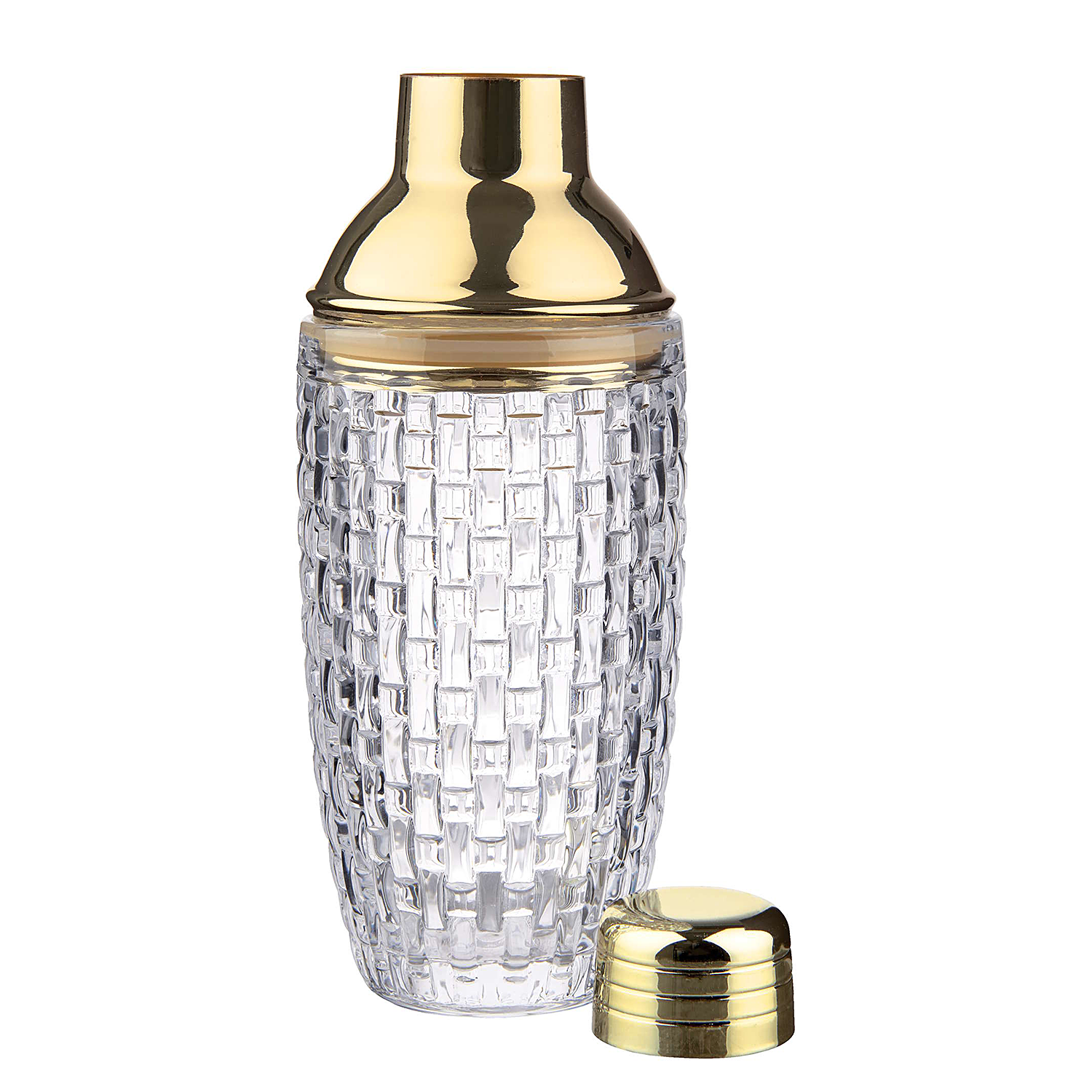 BAR NOBLE shaker pentru cocktail din sticla cu capac auriu