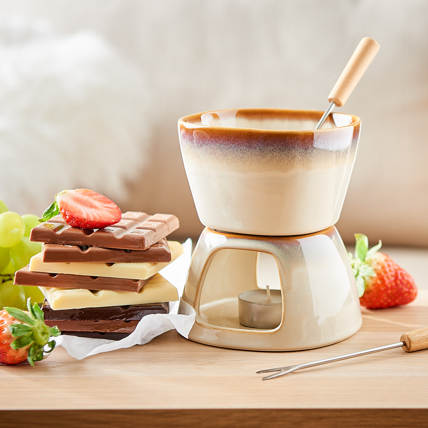 AU CHOCOLAT mini set pentru fondue cu glazura reactiva