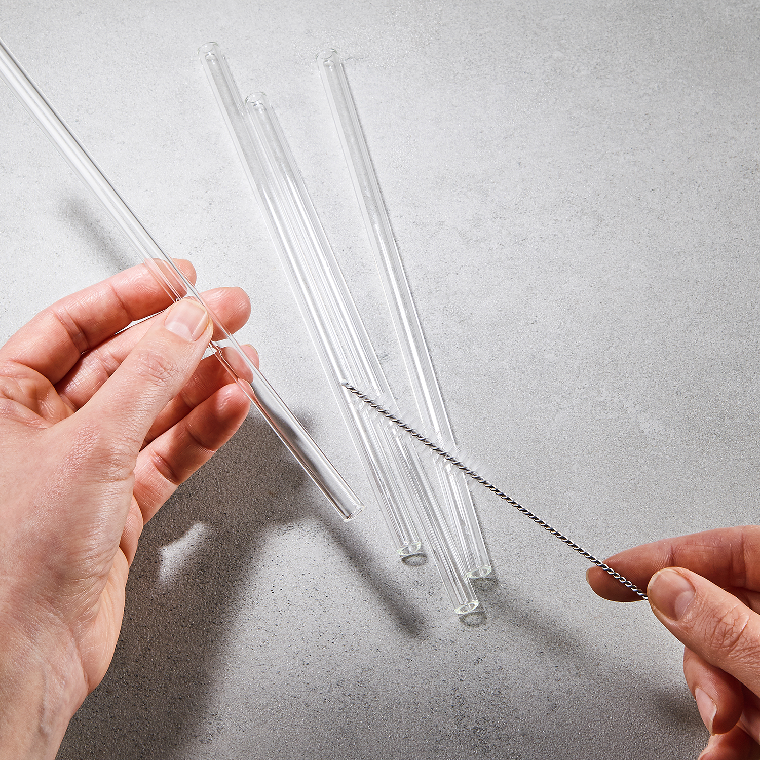 LONG DRINK set paie din sticla transparenta | 20 cm