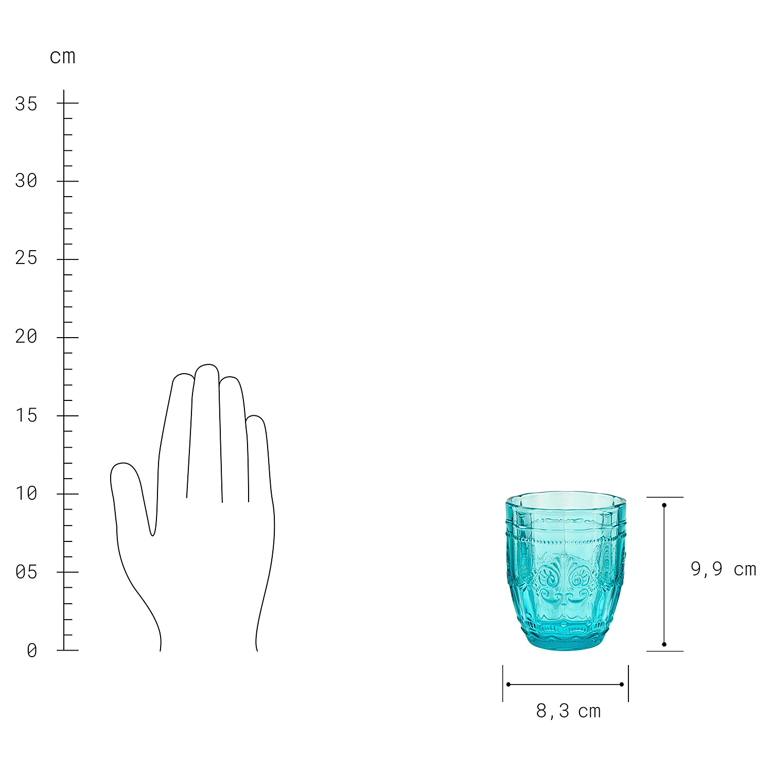 VICTORIAN pahar 250 ml, turcoaz