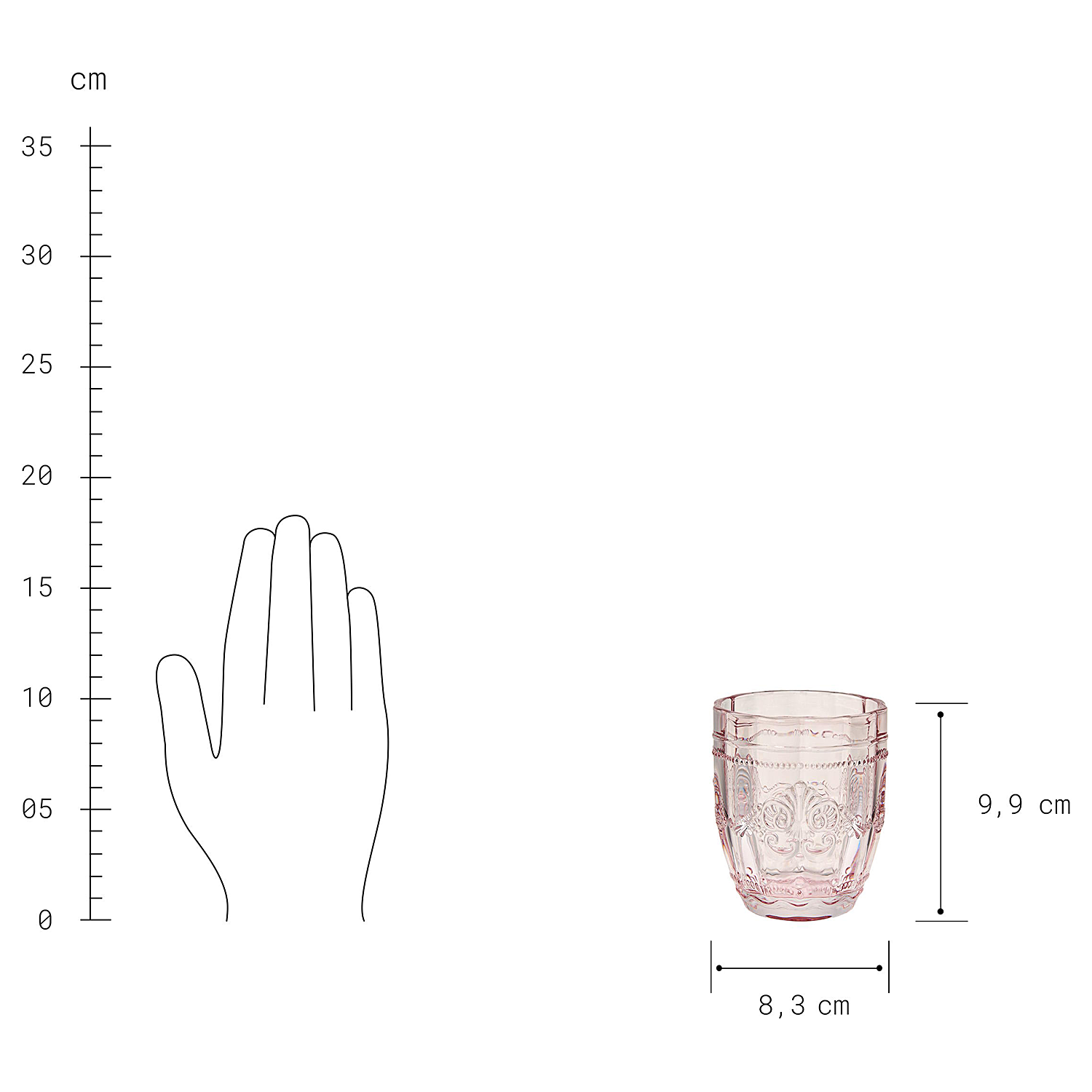 VICTORIAN pahar 250 ml, roz