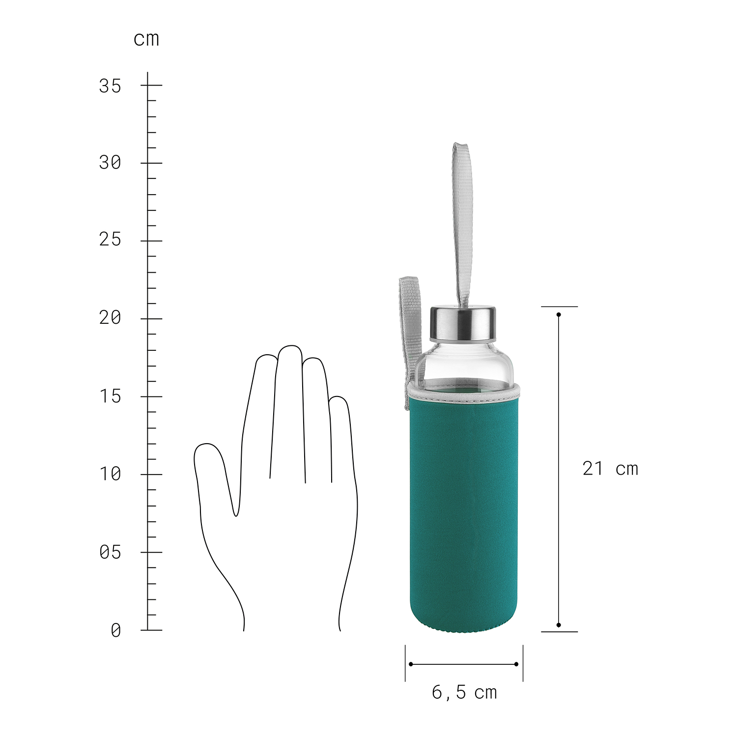 SMOOTHIE sticla cu husa culoare petrol 500 ml