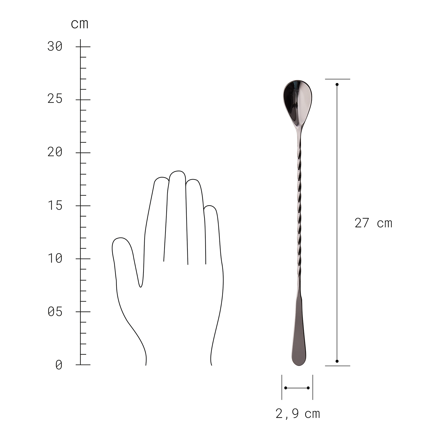 MANHATTAN lingura de bar, gri-metalizat