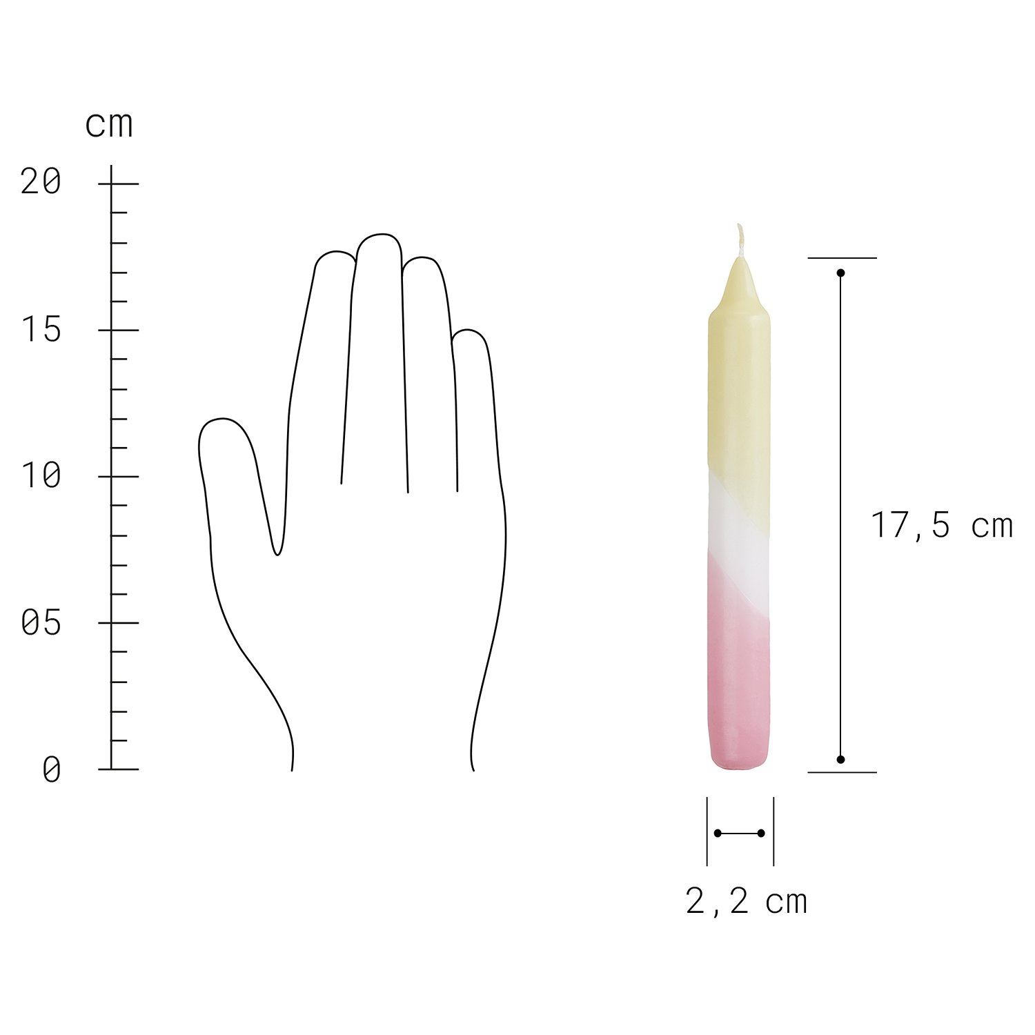 DIP-DYE lumanare pentru cina, roz/galben