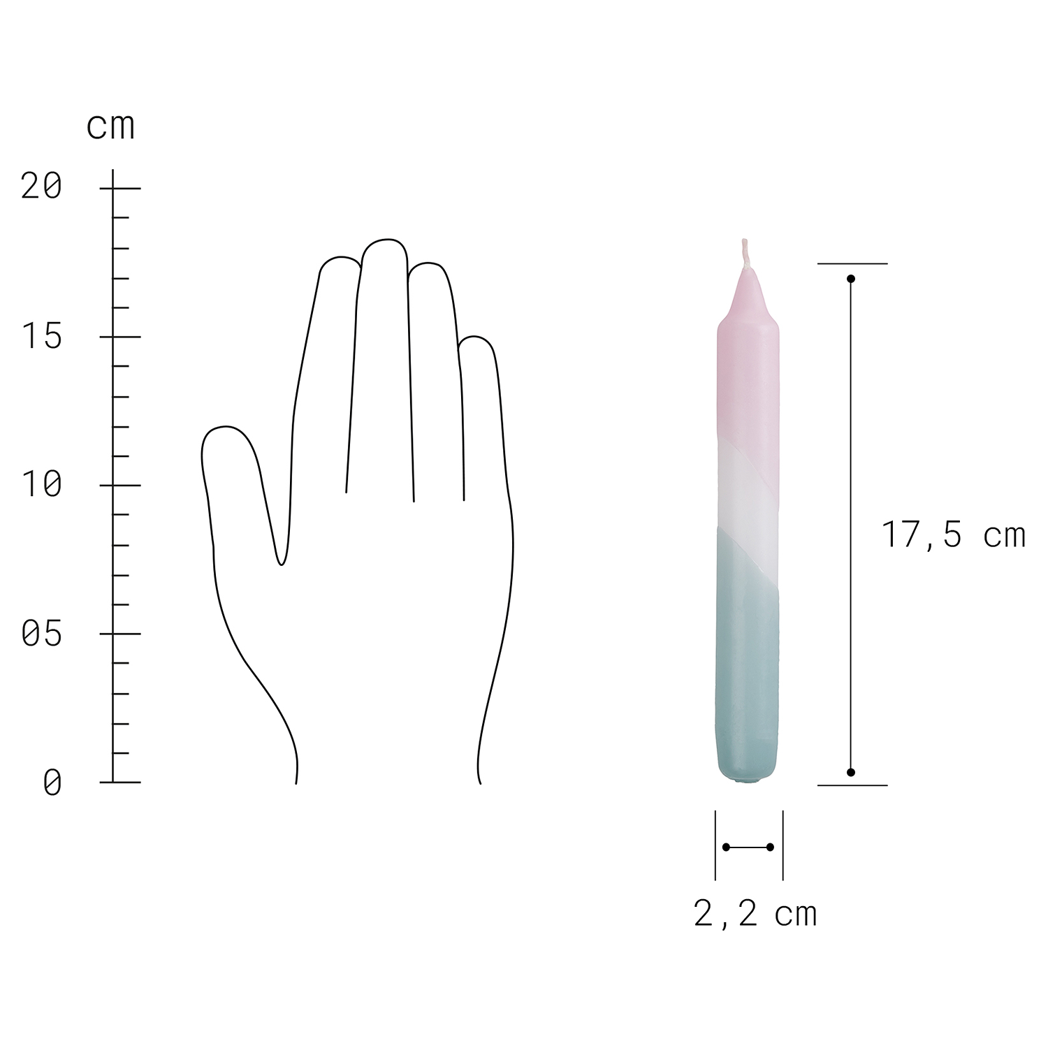 DIP-DYE lumanare pentru cina, menta/roz