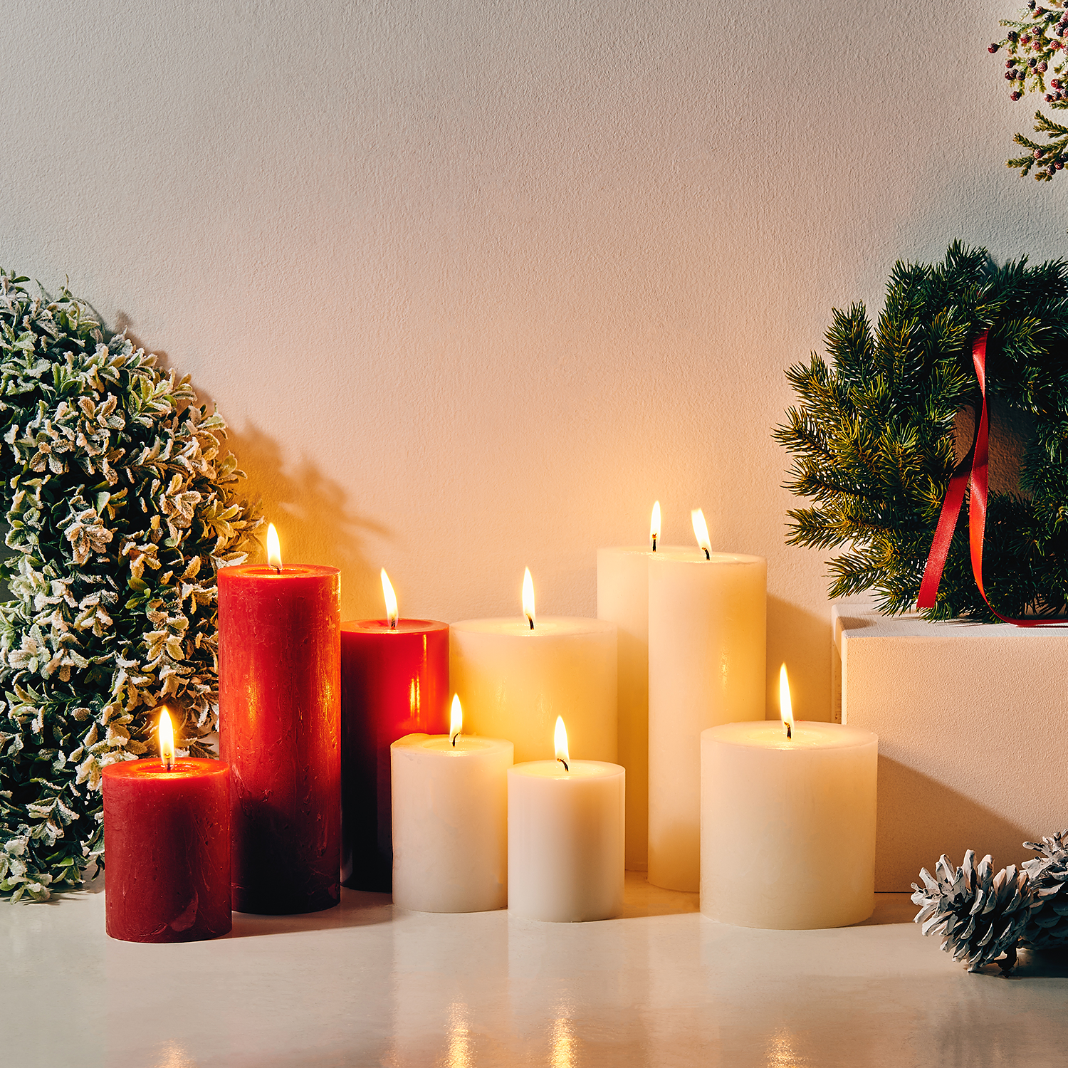 RUSTIC lumanare cilindrica Ø6,8xH9cm, rosu