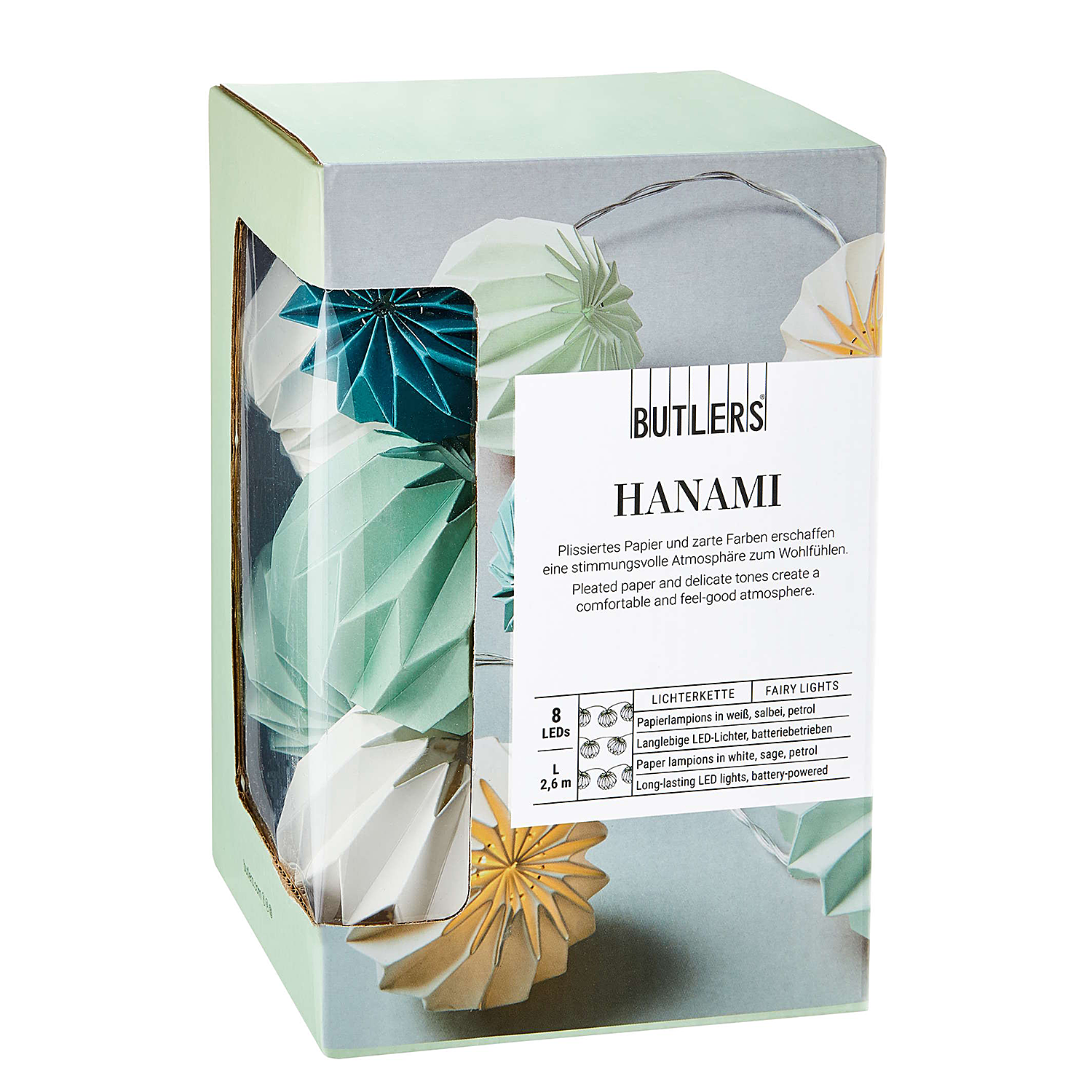 HANAMI LED Instalatie 8 LED, alb/salvie/petrol