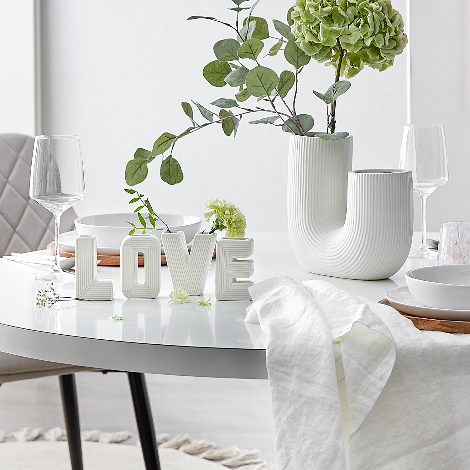 TUBE vaza ceramica 25 cm, alb