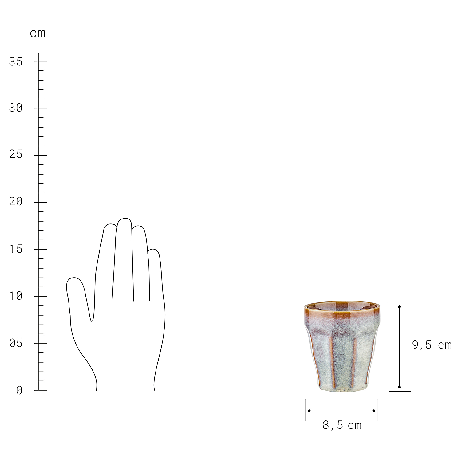 BERGAMO cana de cafea cu glazura reactiva, taupe