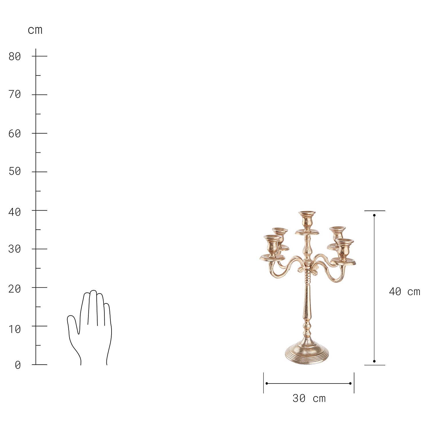BOHEMIAN suport lumanari 5 lumanari, auriu