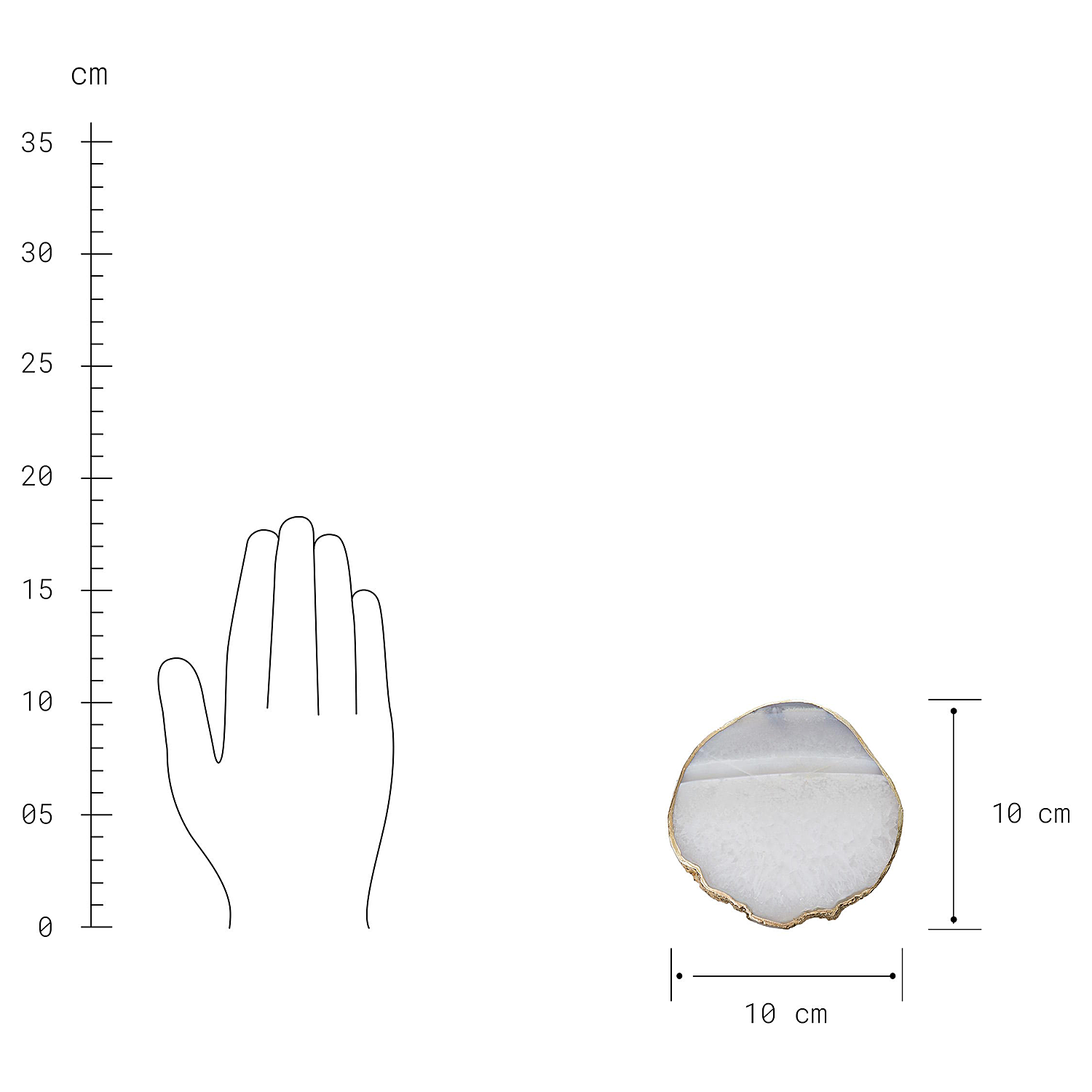 CRYSTAL suport pahare piatra alb 10 cm