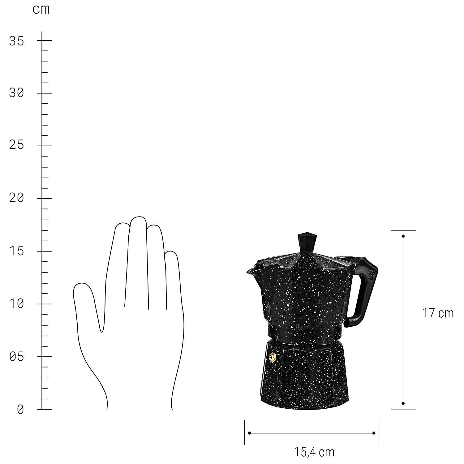 ESPERTO espressor 6 cesti, negru cu pete