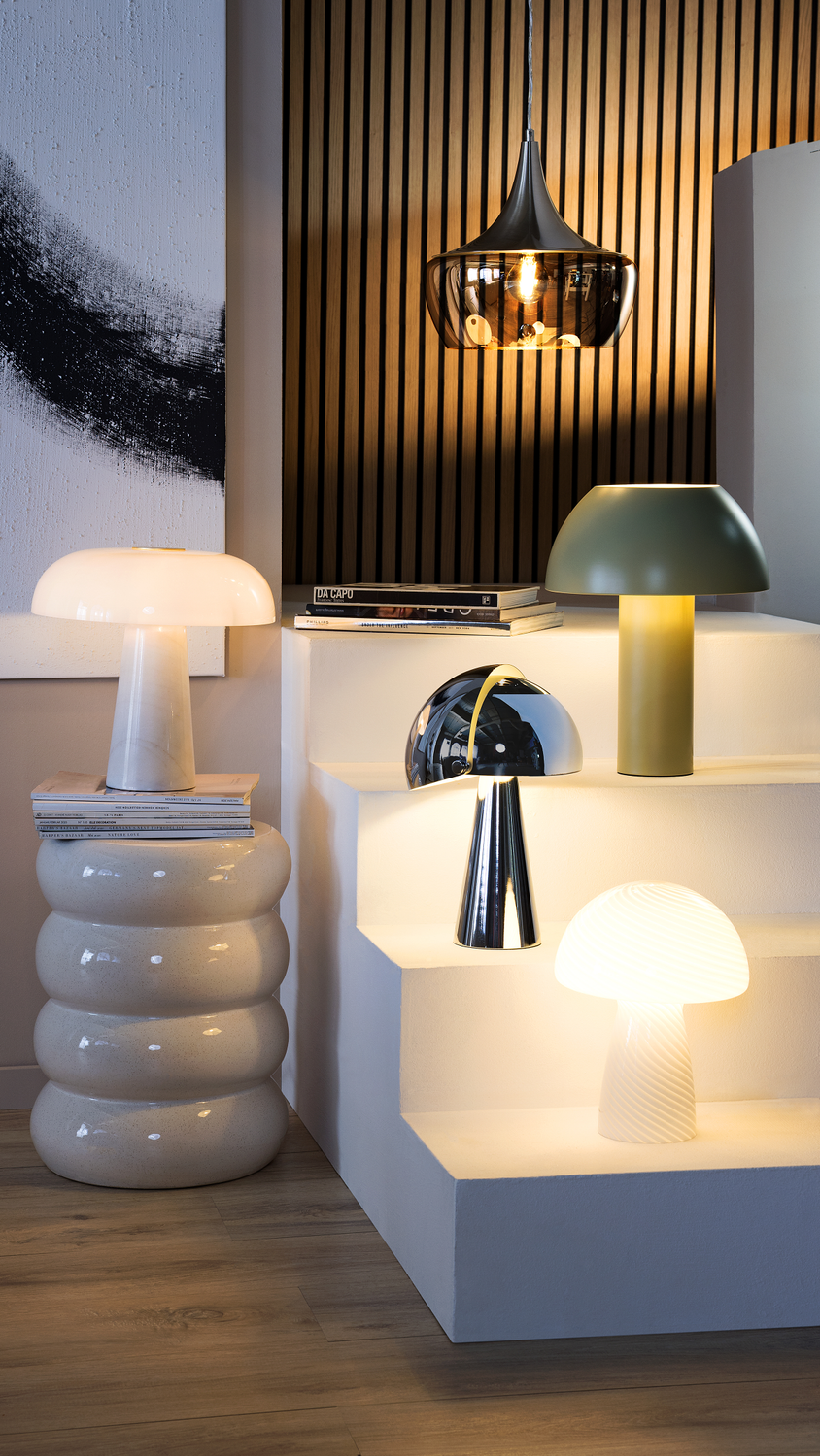 FUNGI TOWN lampa de masa, alb