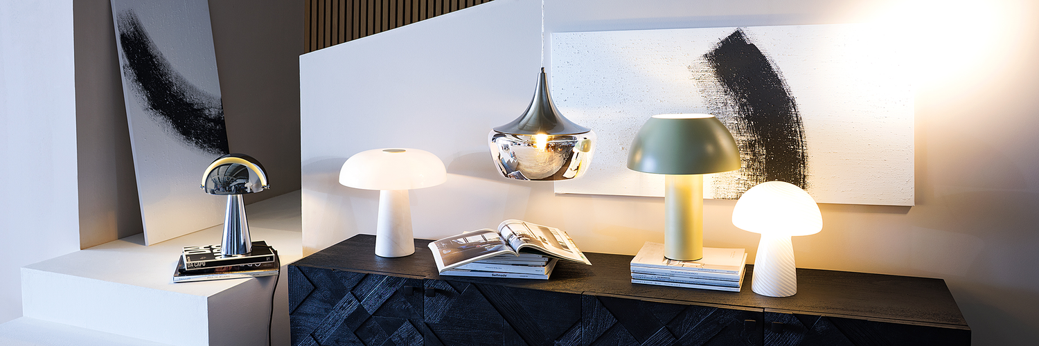 FUNGI TOWN lampa de masa, alb