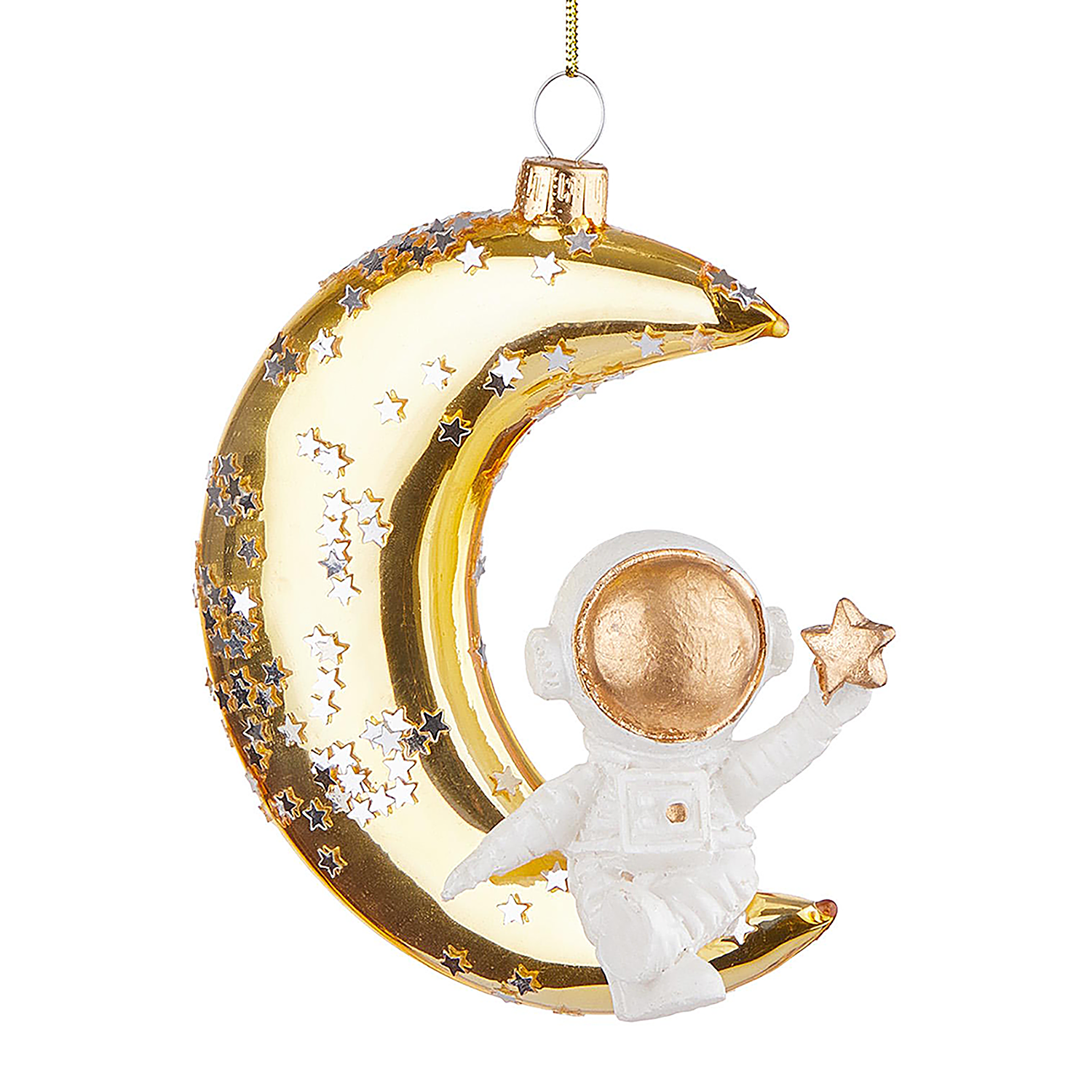 HANG ON ornament sticla luna cu astronaut