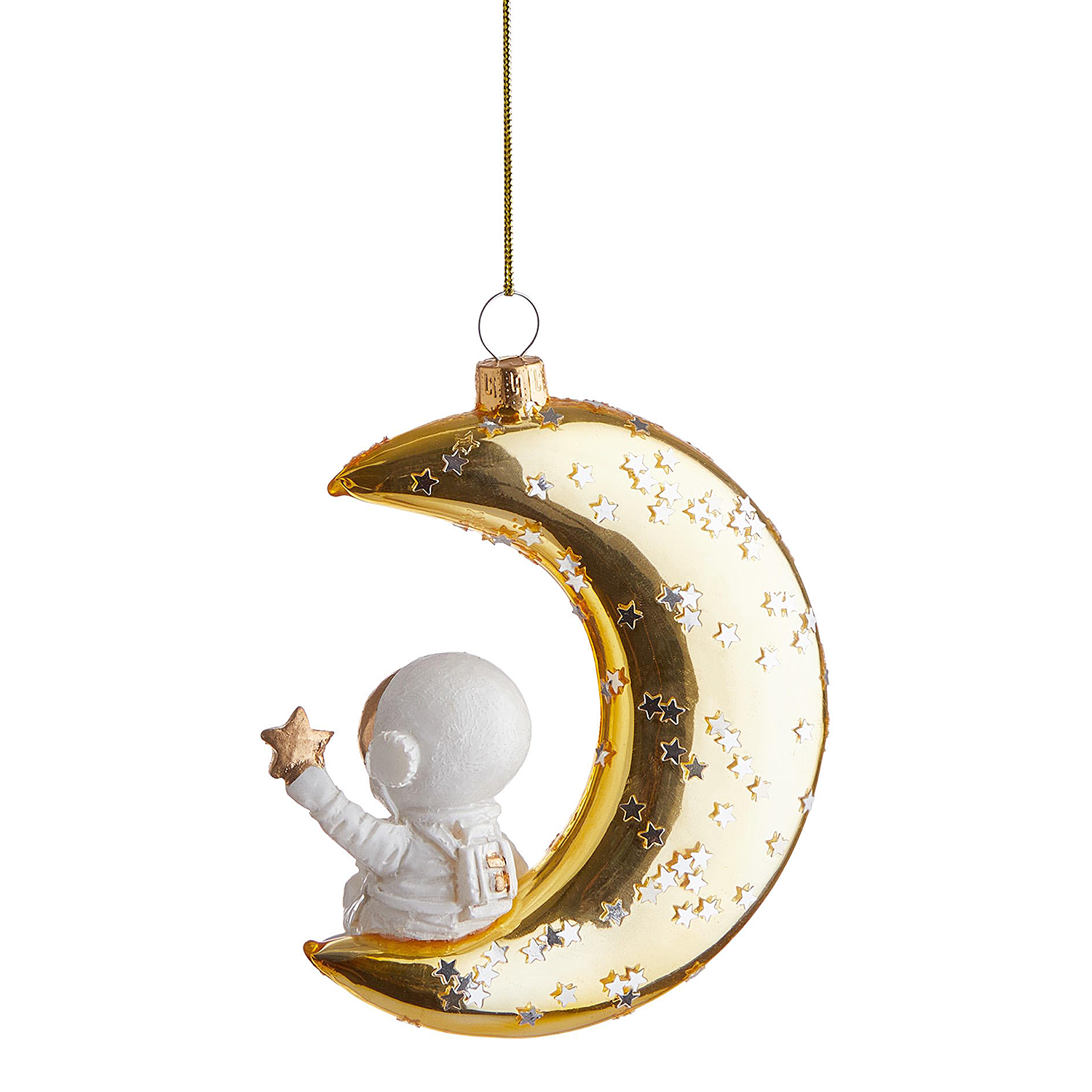 HANG ON ornament sticla luna cu astronaut
