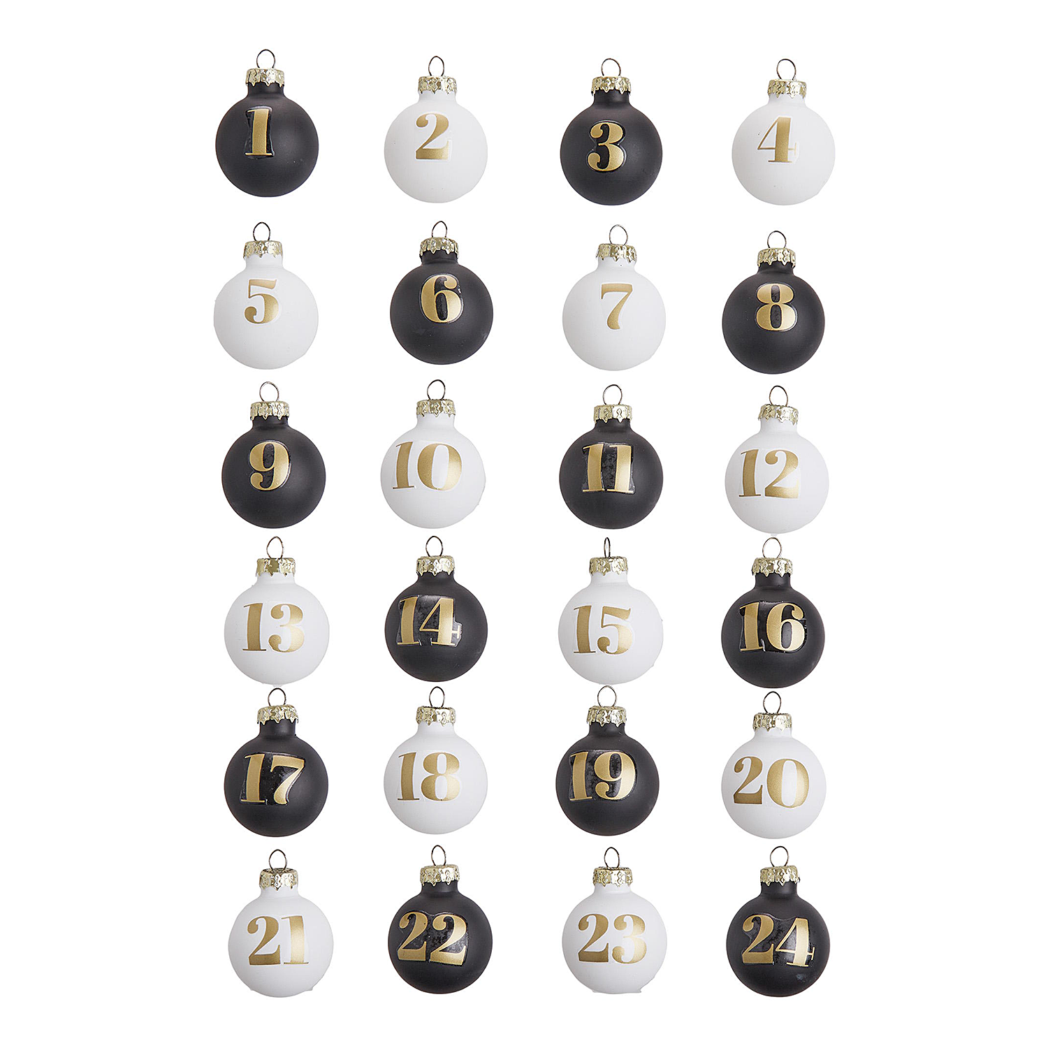 ADVENT set 24 globuri Ø3cm alb/negru