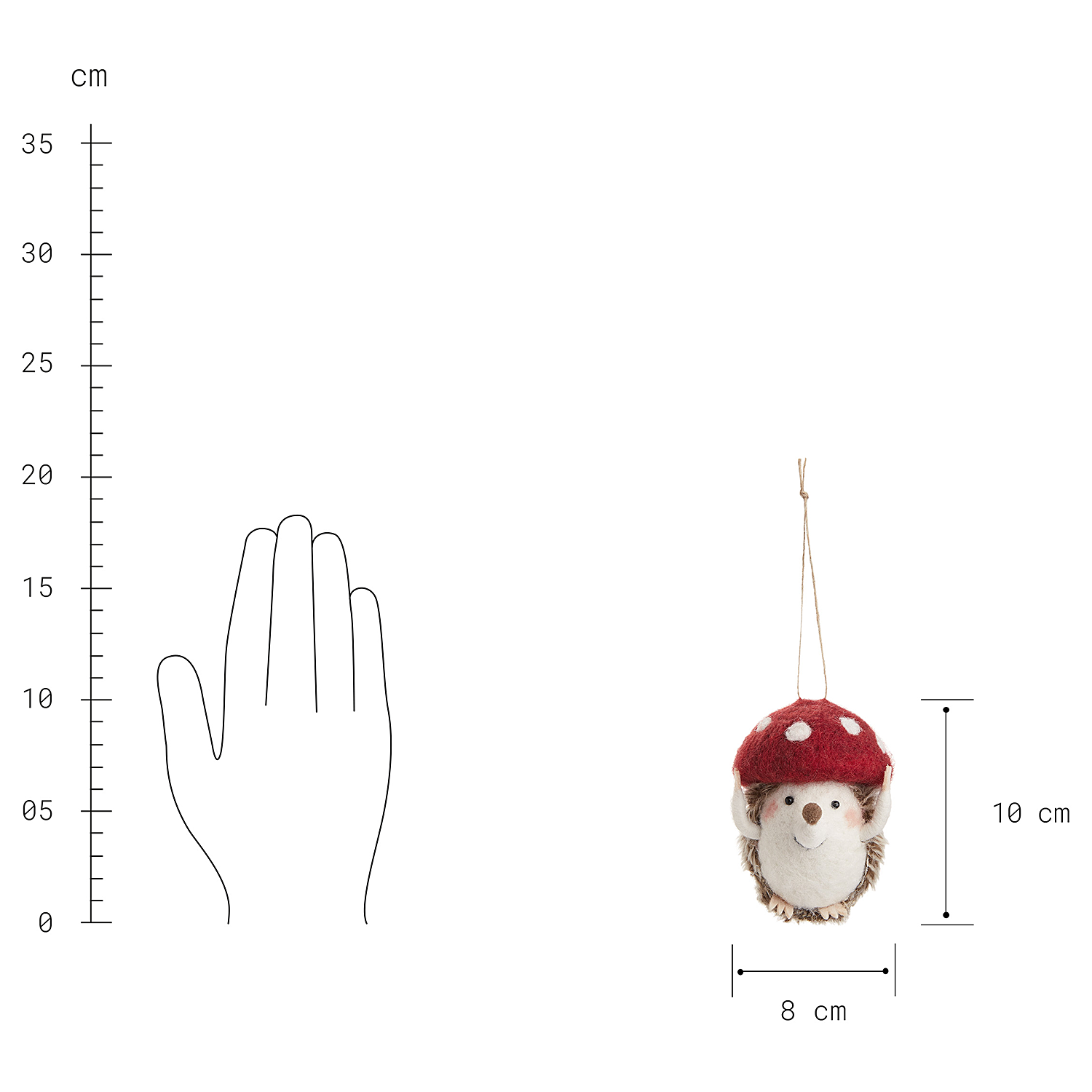 HANG ON ornament arici cu palarie fetru