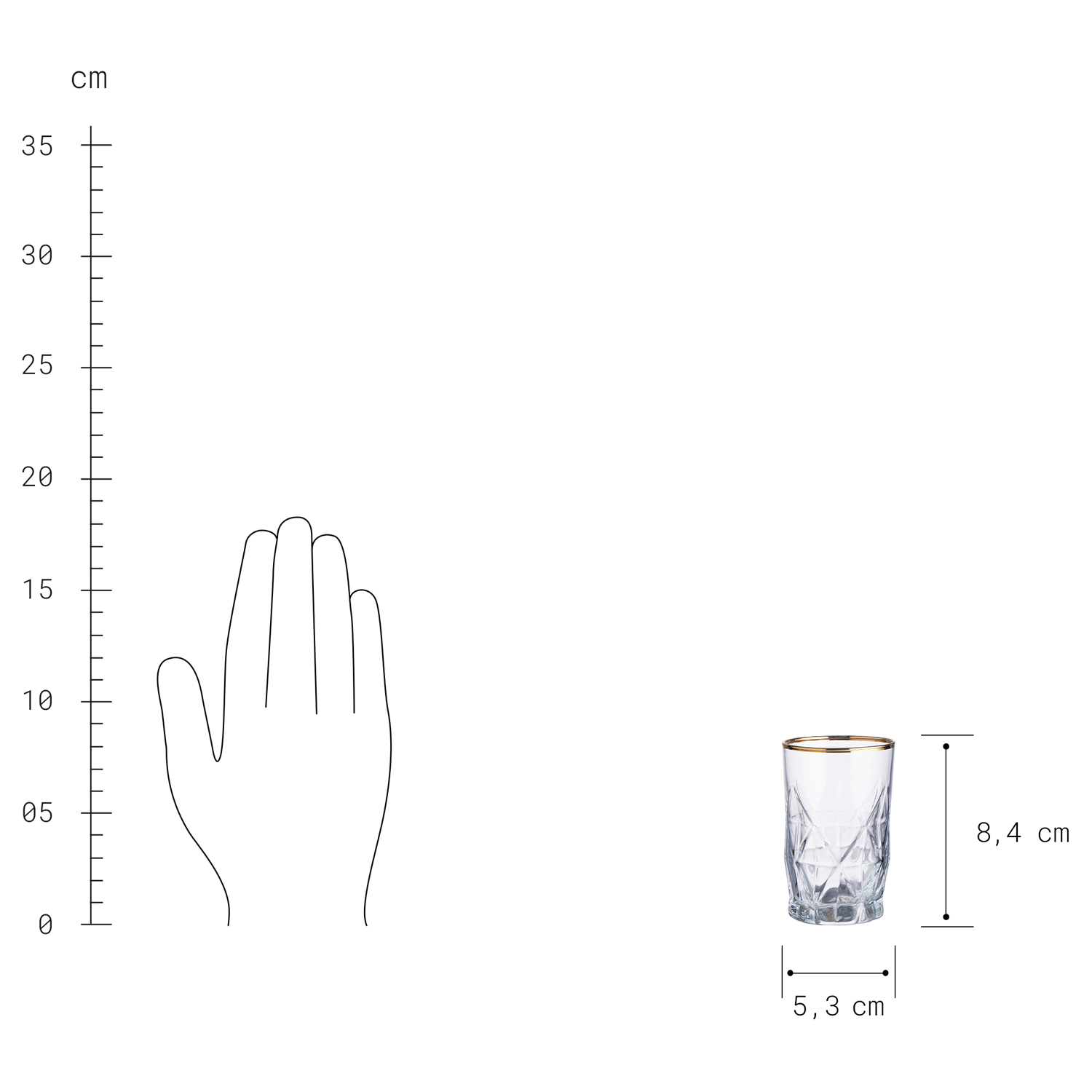 UPSCALE pahar shot cu margine aurie 110ml