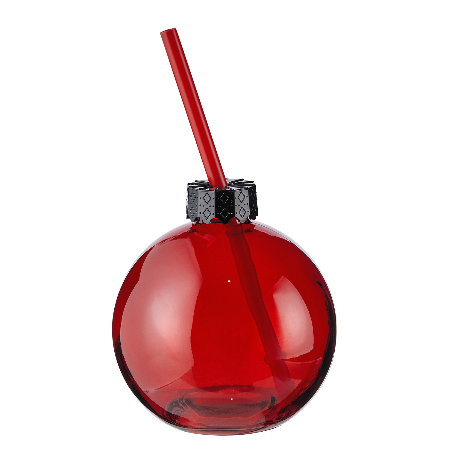 SANTA'S BUBBLE glob sticla cu pai, rosu