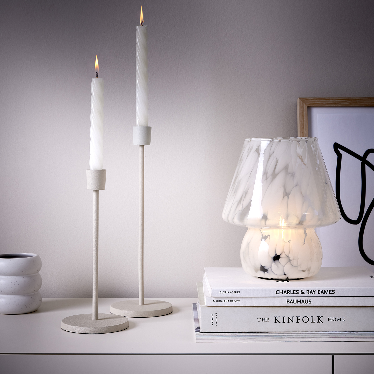 HIGHLIGHT suport pentru lumanari mat, bej 30 cm