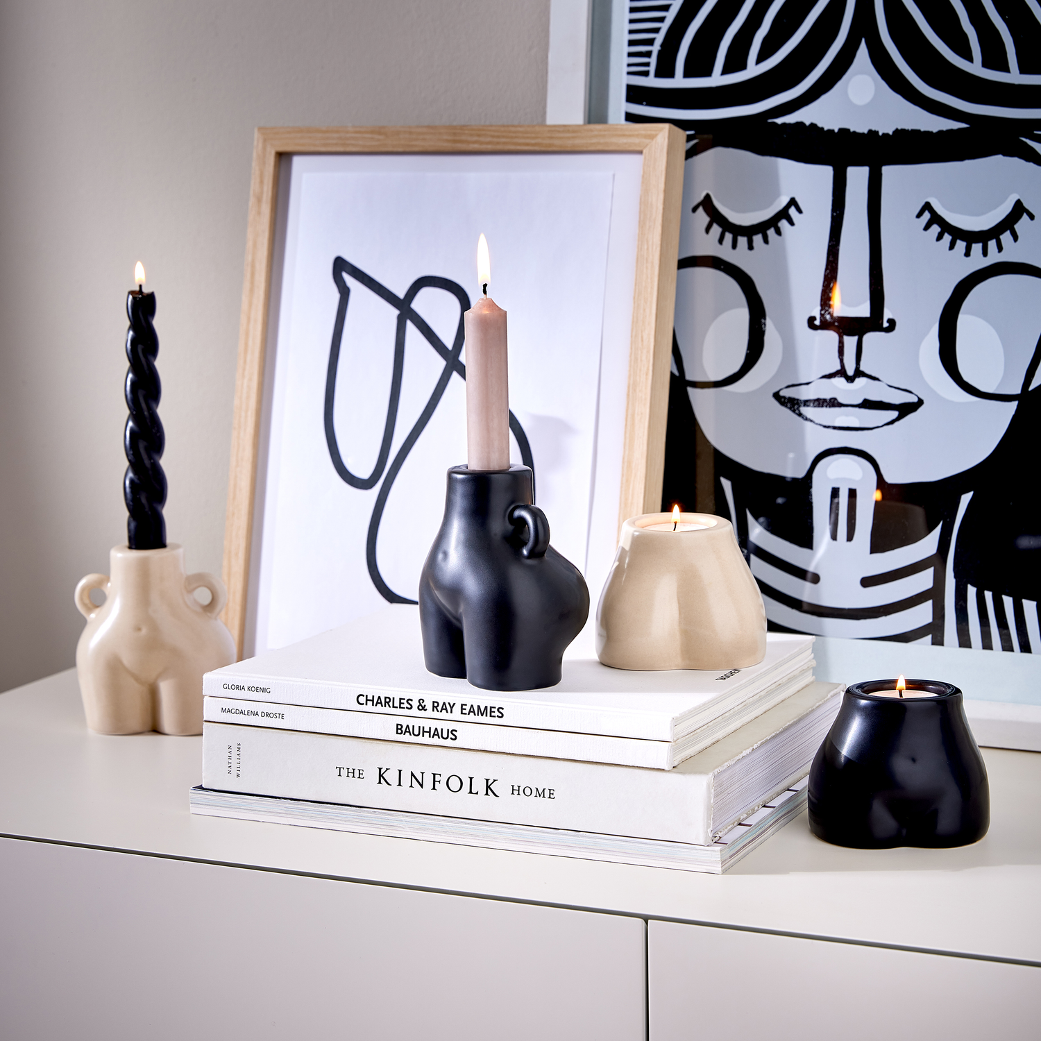 BOODY suport lumanare pentru cina, bej