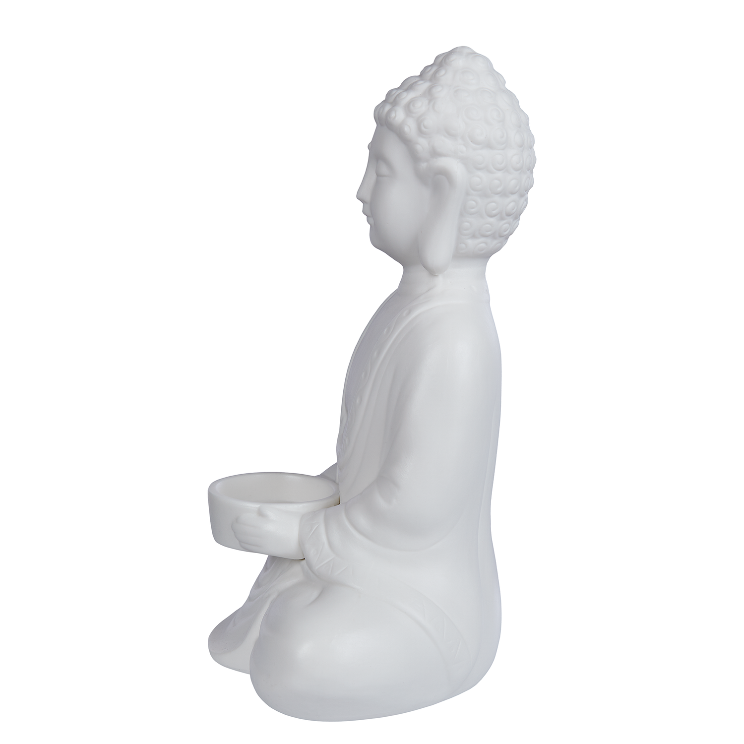 BUDDHA statueta cu suport lumanare alb