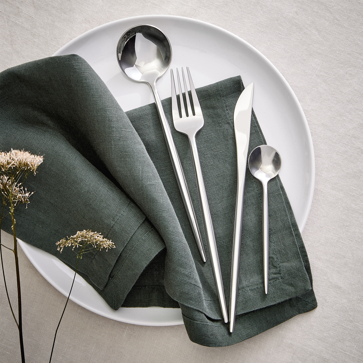 STILETTO set tacamuri 4 piese, argintiu lucios