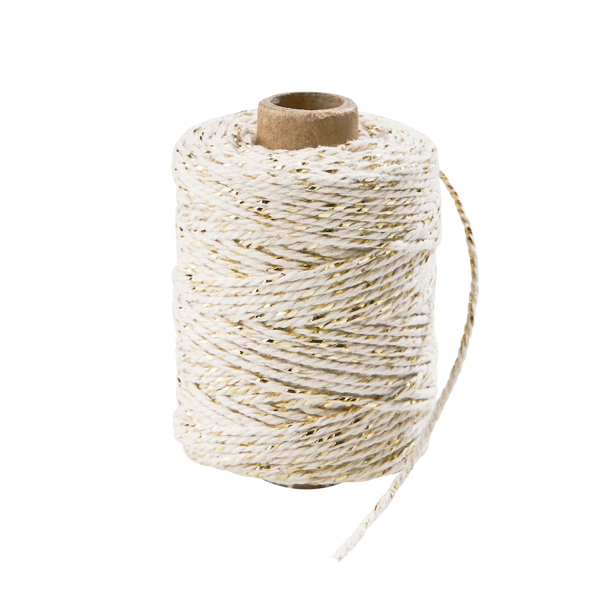 COTTON TWIST panglica 25m alb/auriu