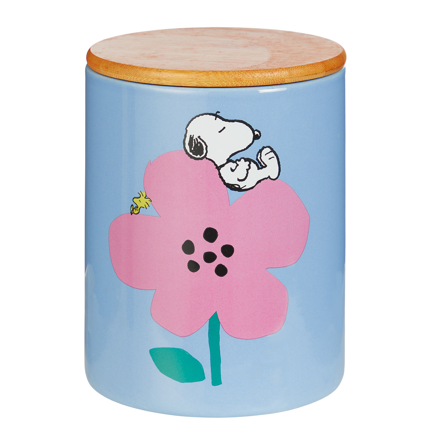 PEANUTS borcan depozitare L - albastru/floare mov